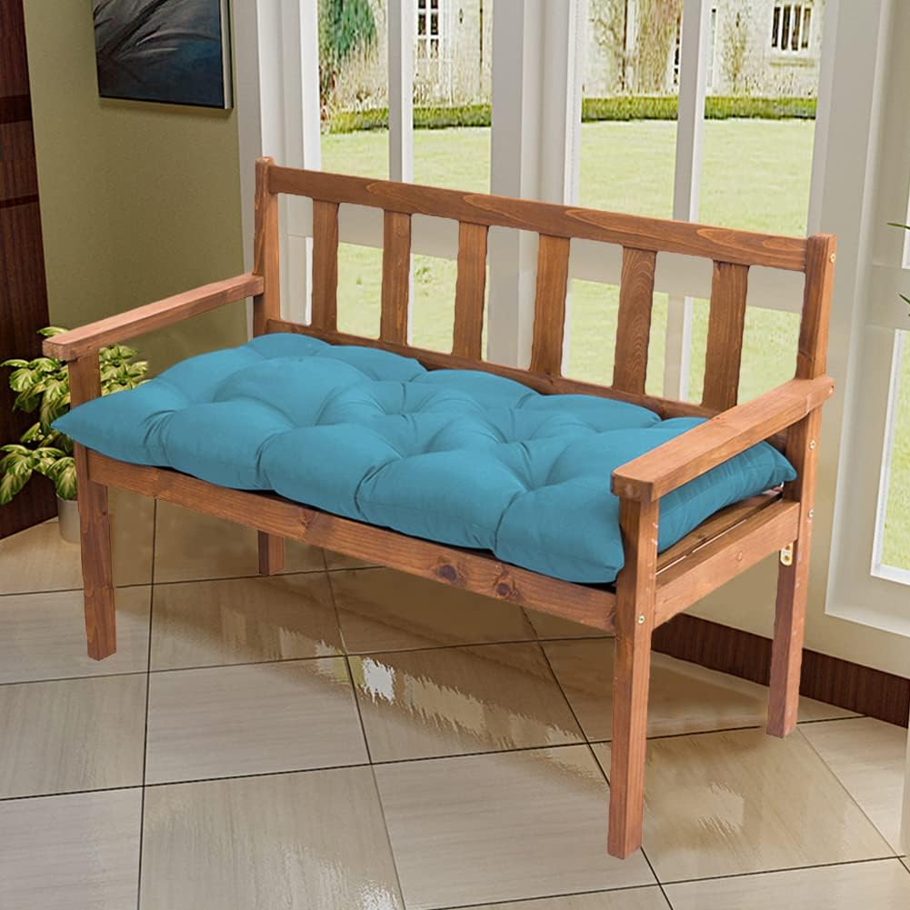 Indoor/Outdoor Bench Cushion Waterproof-47.3"&times;19.7" Thicken Porch Swing Cushion with Ties,Patio Cushions for Outdoor Furniture Garden Lounger Wicker (47.3"&times;19.7", Sky Blue) image number 2