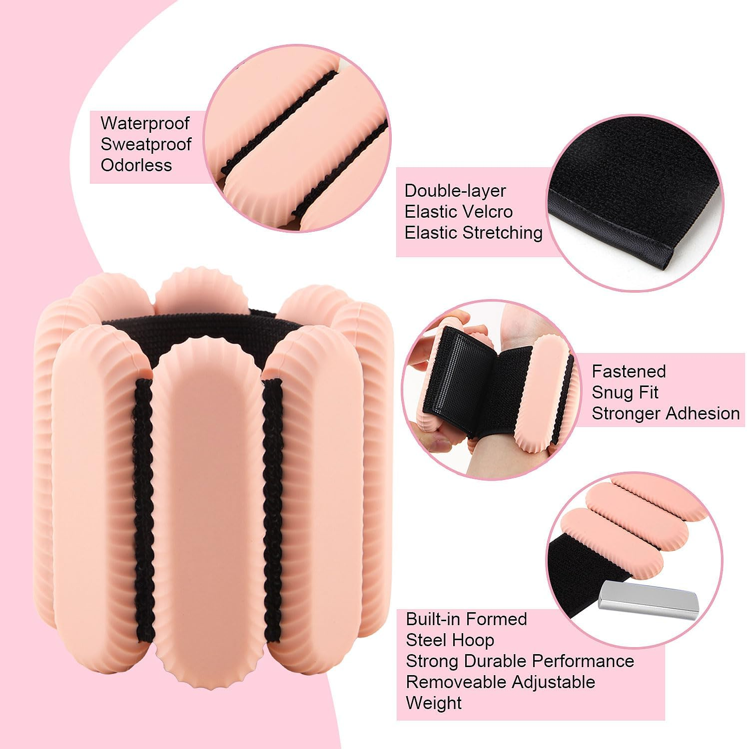 Wrist Weights for Women,Wrist Ankle Weights for Strength Training,Graded Silicone Weighted Bracelet for Walking, Running, Yoga, Aerobics, Adjustable Training Intensity Ankle Weights for Women Set of 2 image number 6