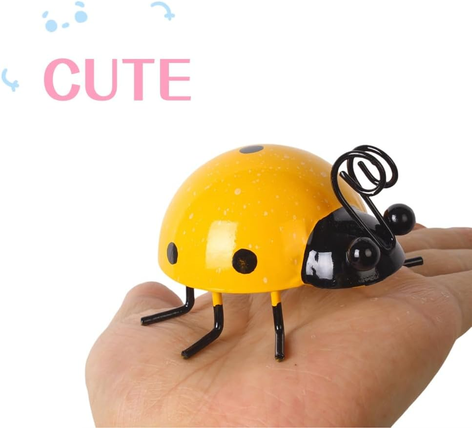 4 Color Metal Ladybugs Garden Decoration, Cute Craft Statue Outdoor Fence Tree Decoration Iron Beetle Wall Hanging Ornament Home Hanging Decorations Ladybugs image number 3