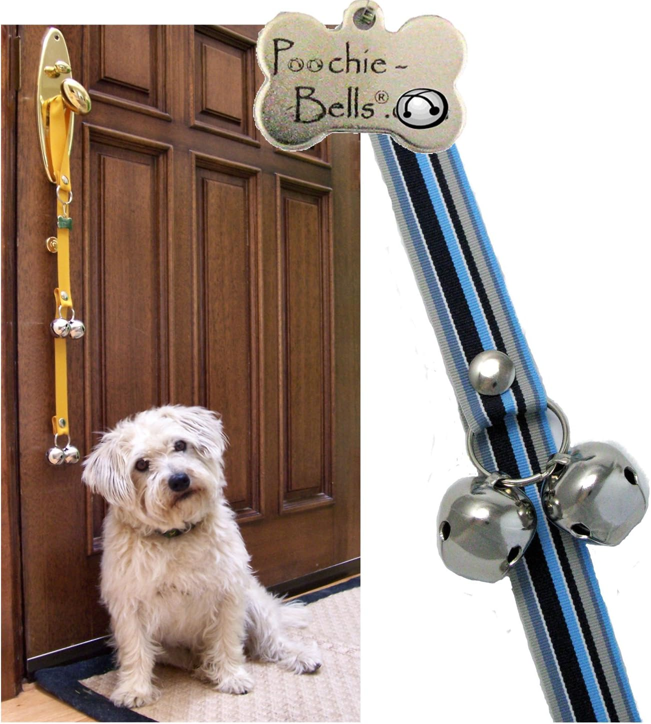 Poochiebells - Dog Bells Toilet Training - Dog Bell for Door Potty Training - Barking Dog Doorbell - Adjustable Length Dog Door Bells and Training Bells - Dog Toilet Training Bell (Starry Night)