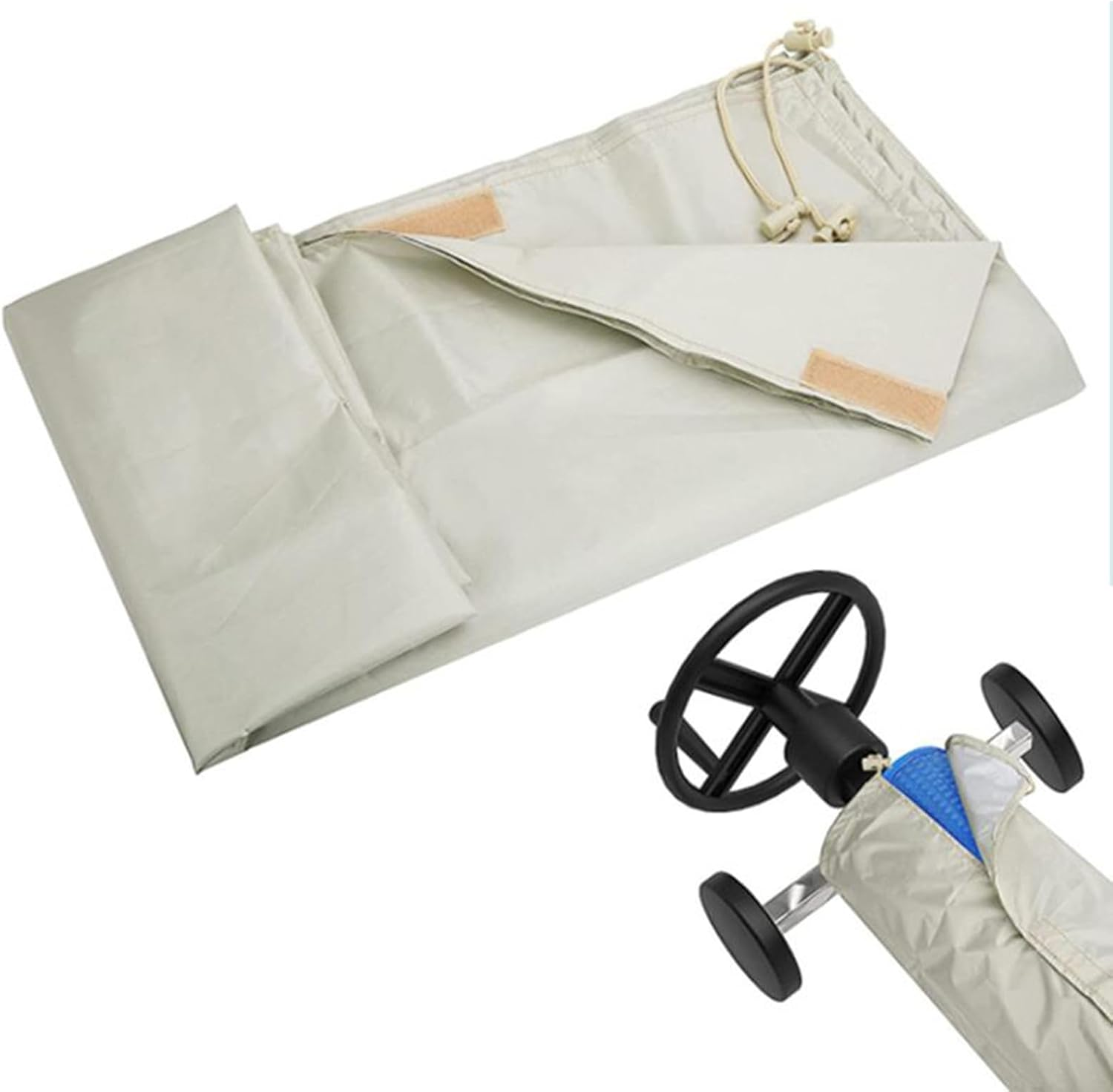 Pool Reel Cover,Waterproof Pool Blanket Cover | Heavy Duty UV Resistant 210D Oxford Cloth Shield for Garden Outdoor Backyard Indoor - Beige 490*96Cm image number 5