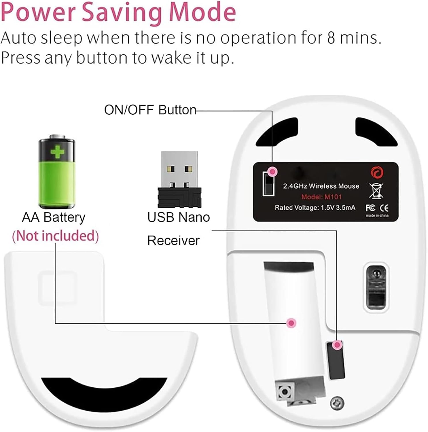 Cute Wireless Mouse, 2.4G Mute Office Business Computer Mouse with USB Receiver 1200DPI Optical Mice for Laptop,Notebook,Pc,Computer (Birds) image number 3