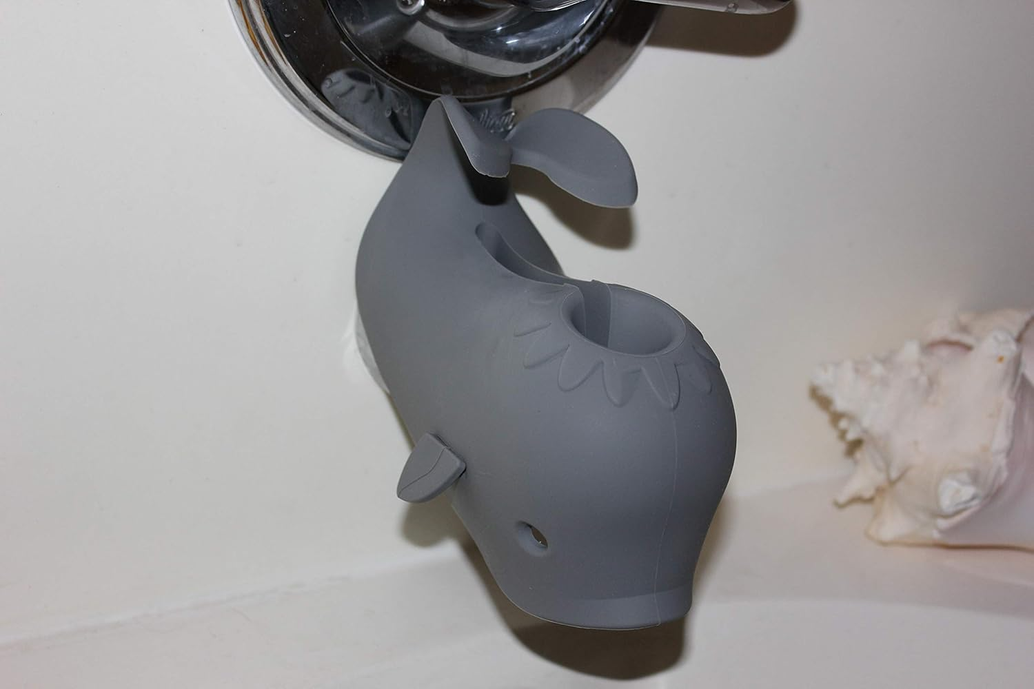 Bath Spout Cover for Bathtub - Faucet Baby Covers Protects Baby during Bathing Time While Being Fun. Cute Soft Whale Making for Enjoyable Safe Baths Your Child Will Love. (1 Pack, Grey)