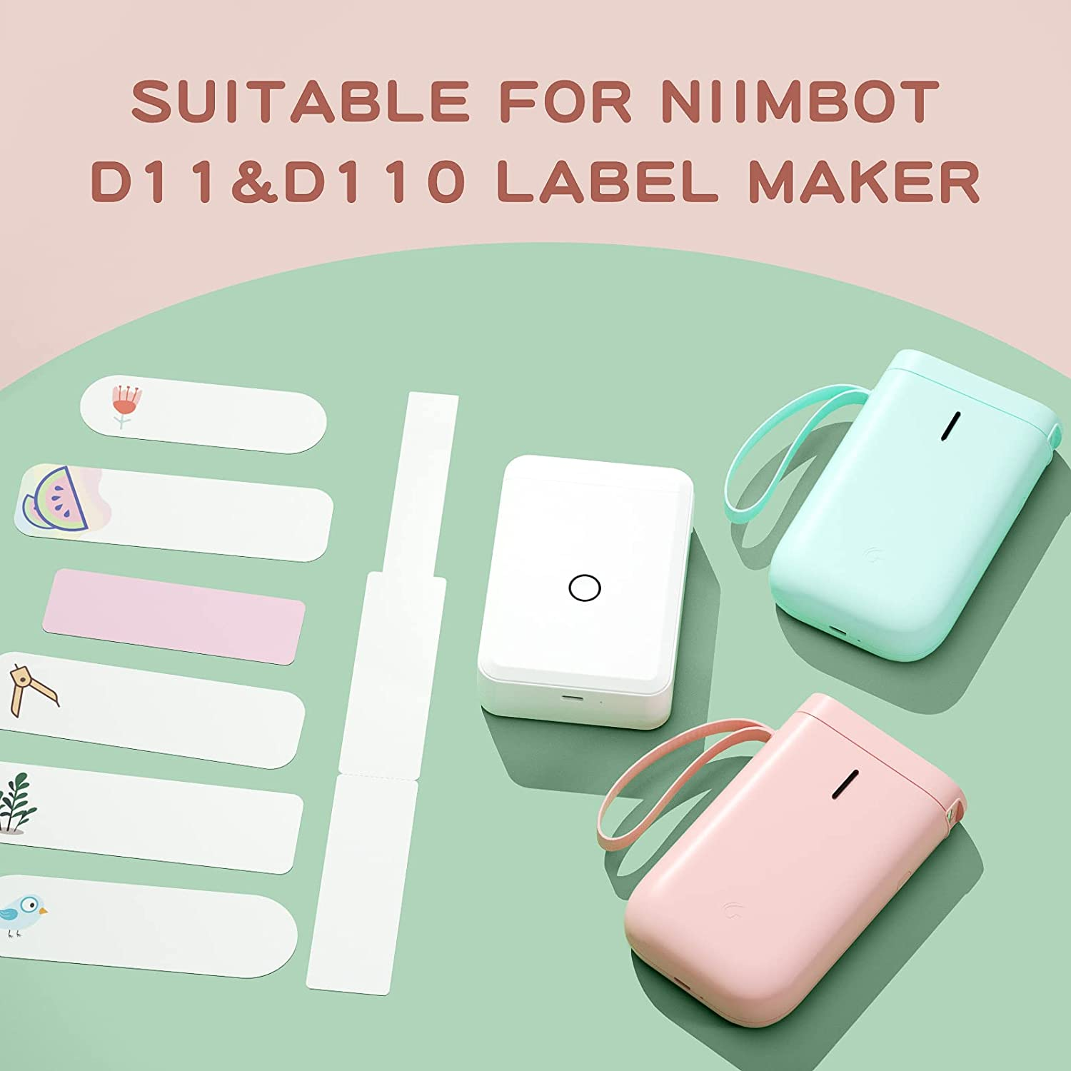 NIIMBOT Thermal Label Maker Paper, White Stickers Waterproof Tear-Resistant Labels Replacement for D11/D110/D101/H1S Label Printer, 15&times;50Mm 130 Labels/Roll, 0.59'' X 1.97''-White image number 1