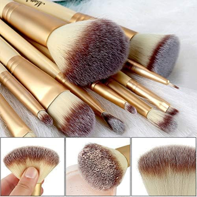 Matto Makeup Brushes Ivory Make up Brushes 10-Piece Makeup Brush Set with Brush Holder image number 3
