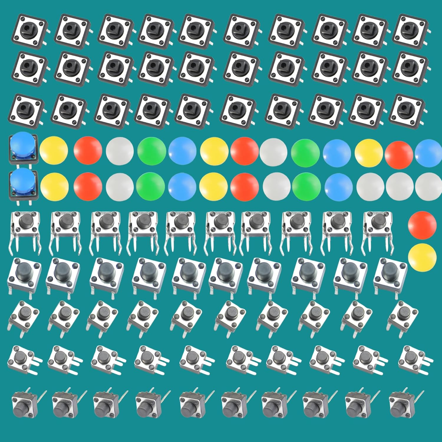 Lonely Binary 120-Piece Tactile Push Button Switch Kit &ndash; Includes 12X12Mm & 6X6Mm Switches, Color Caps, 90&deg; Angle & 2-Pin Switches &ndash; for Arduino, Raspberry Pi, ESP32 & DIY Electronics image number 5