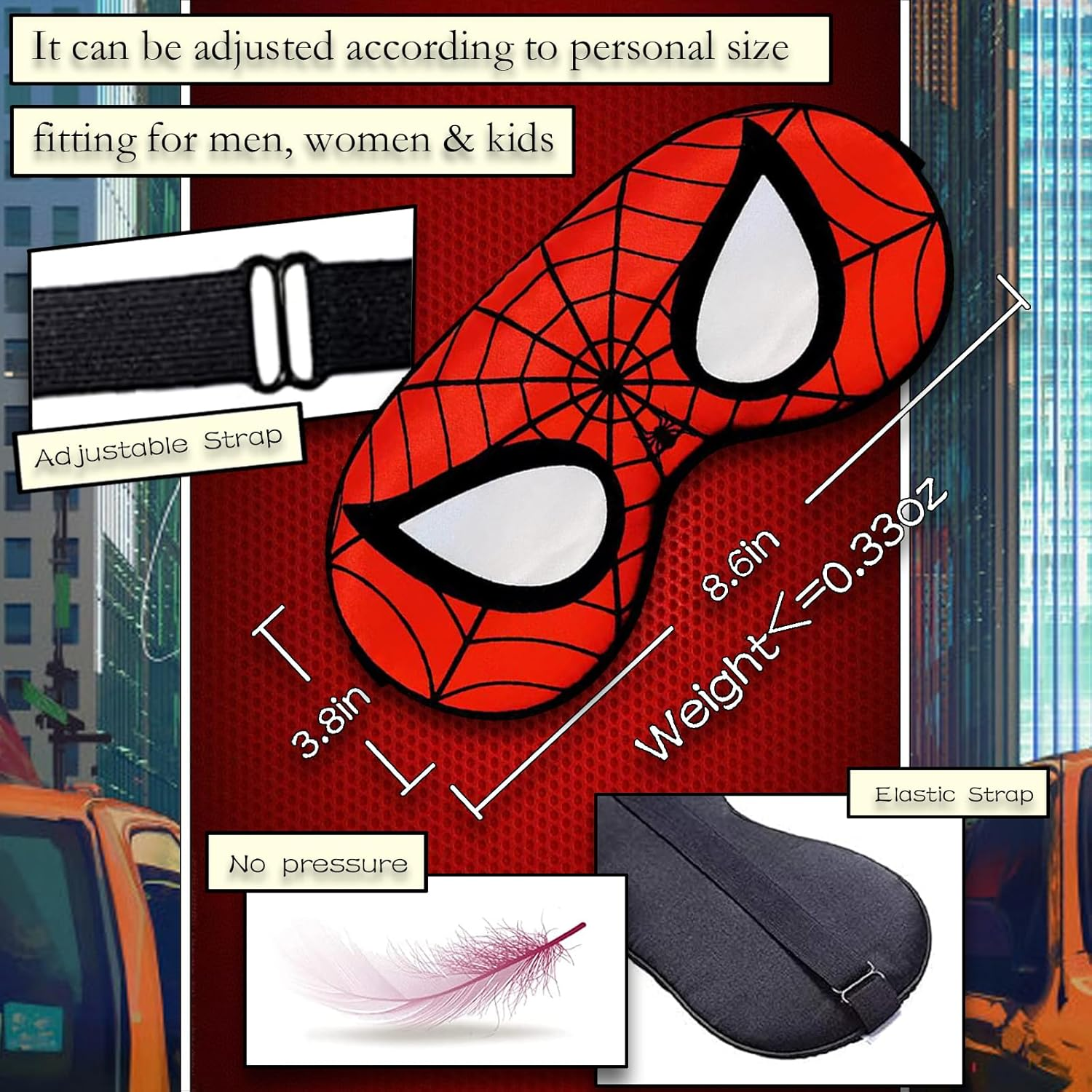 Cute Silk Sleep Mask, 1PACK Kids Eye Mask with Lightweight Adjustable Strap for Sleeping Boys Girls Women Men Travel Party Supplies image number 1