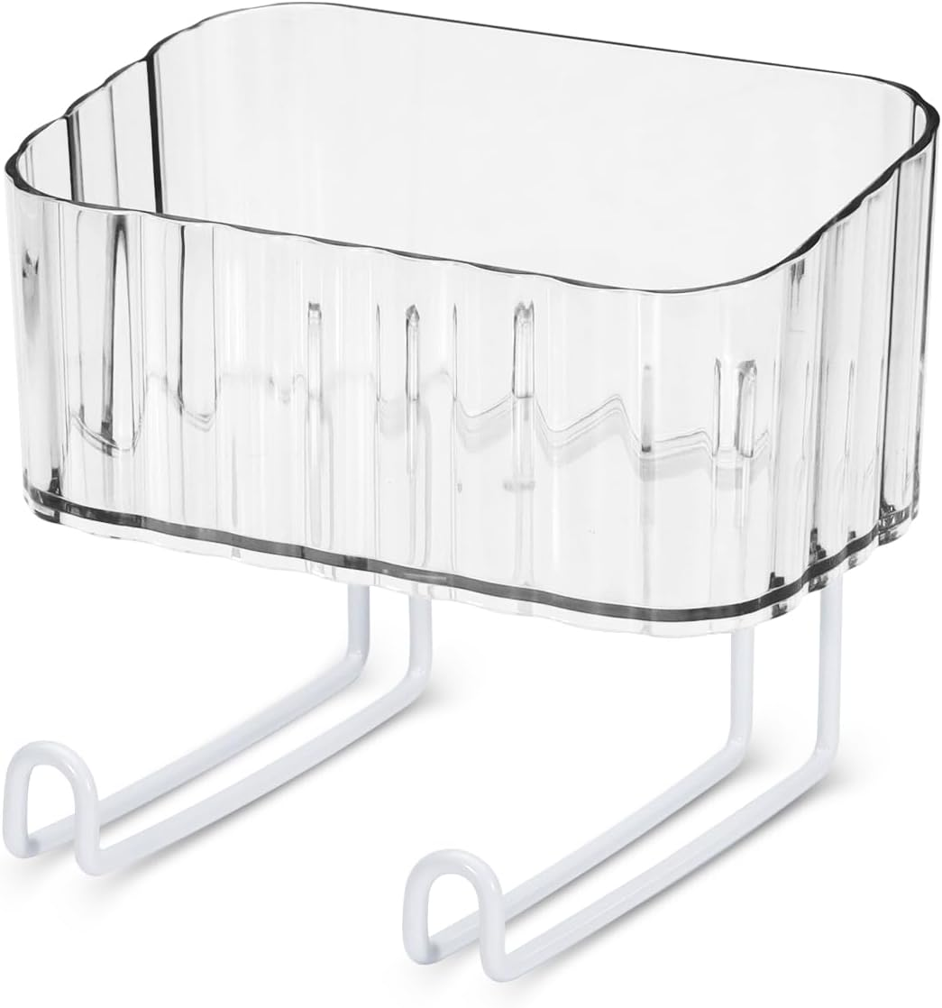 LELE LIFE Wall Mount Headband Holder Hair Accessories Organizer, Self Adhesive Scrunchie Holder with Clear Acrylic Caddy for Bows, Ties, Clips, Pins, Claw Clip, Clear,Clear