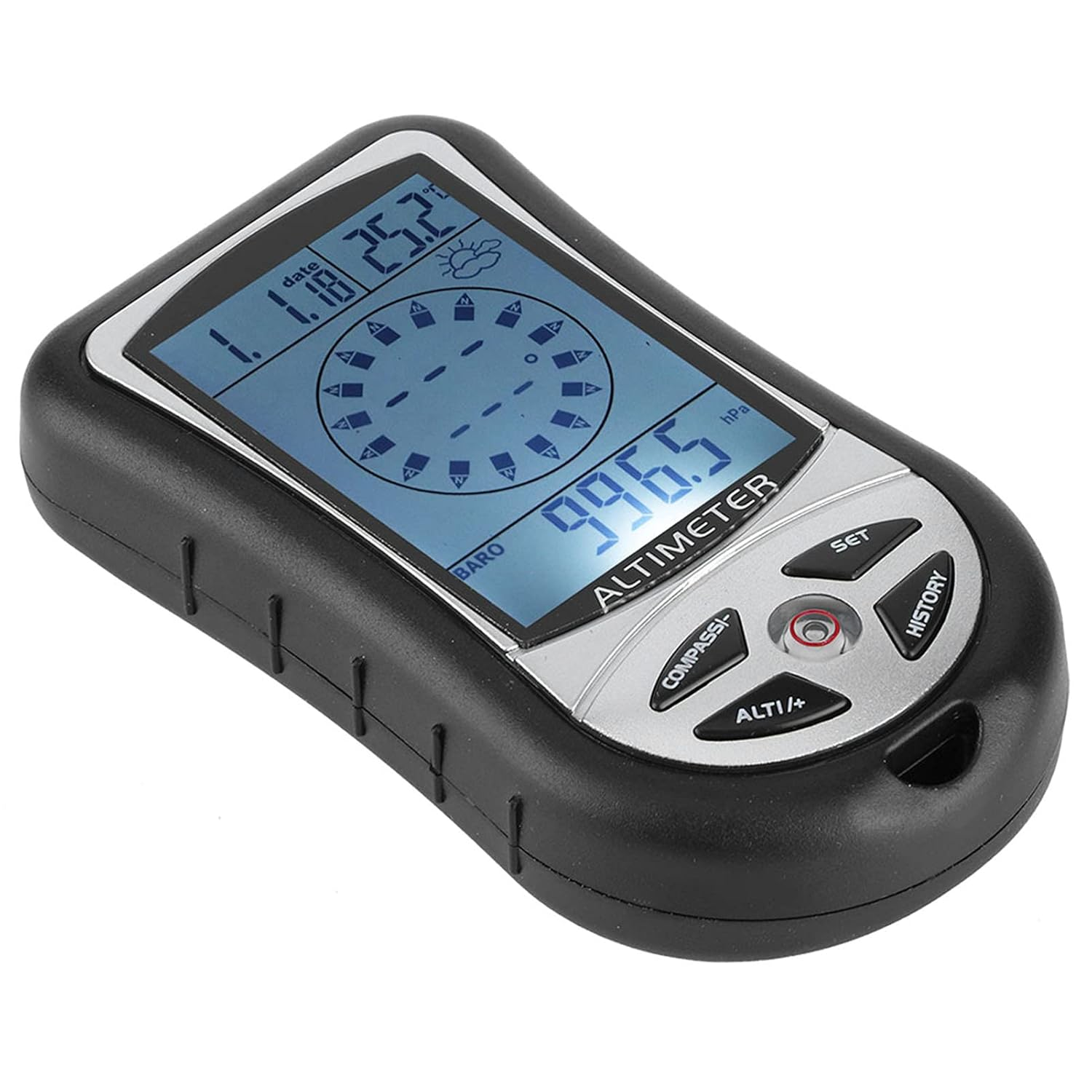 Cryfokt Compact Electronic Weather Altimeter Altitude Barometer for Outdoor Enthusiasts with Digital Compass in Black image number 2