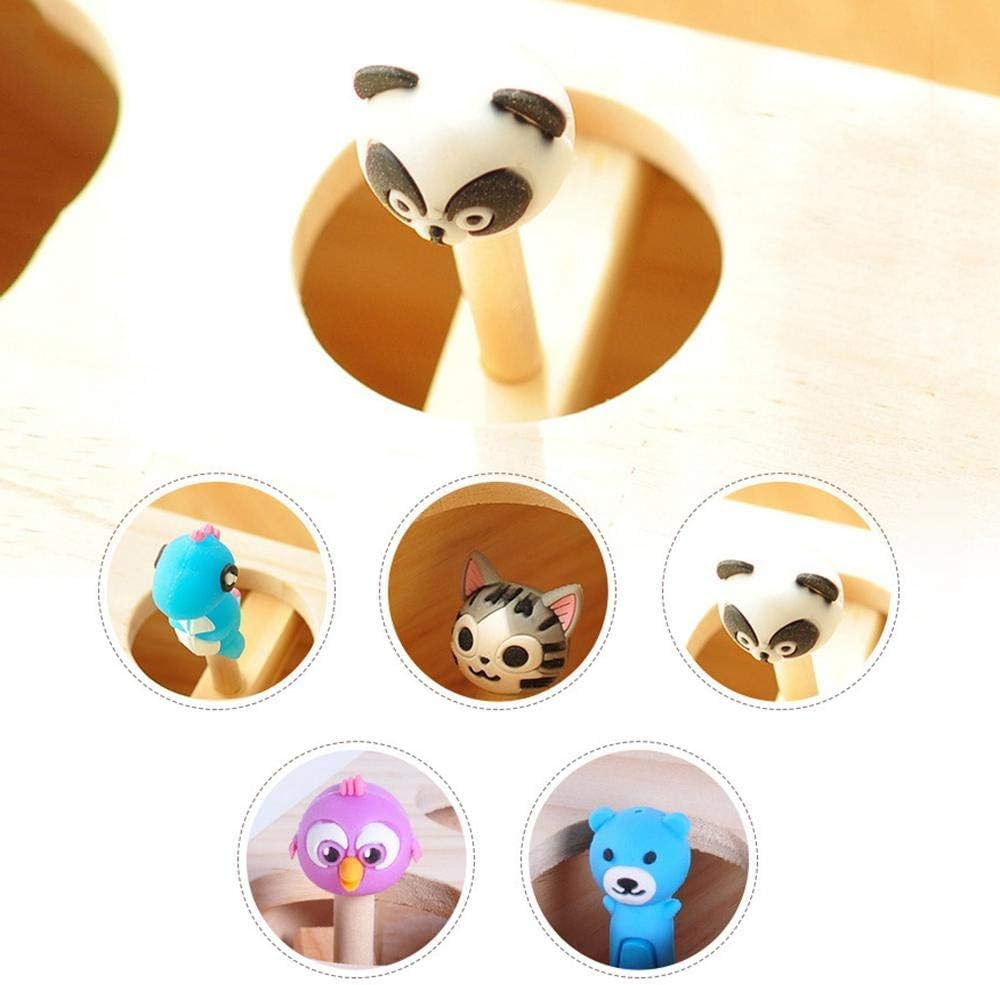Cat Toys Interactive Mouse Whack a Mole Mouse Solid Wooden Puzzle Box Cat Exercise Toy with Cute Cartoon Toys for Cat Kitten Hunting Playing Scratching Bite (5 Holes) image number 2