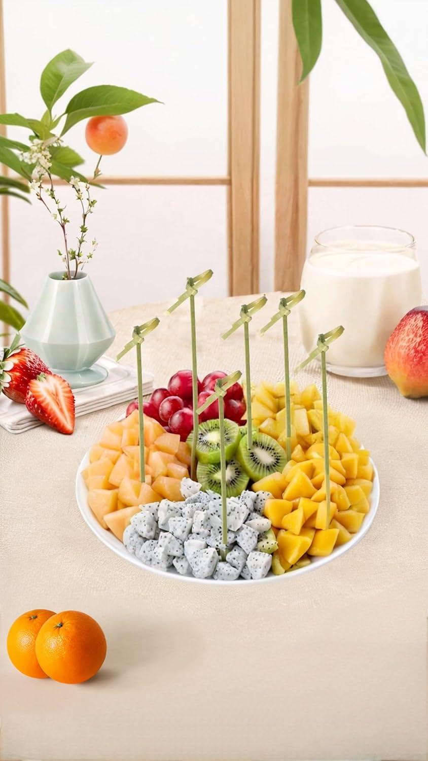 Pack of 200, 4.7&rdquo; Bamboo Cocktail Picks, Natural Knot Skewers for Stylish Apizers & Drinks, for Charcuterie Boards, Fruit Skewers, Cocktail Garnishes, Party and Event Supplies image number 2