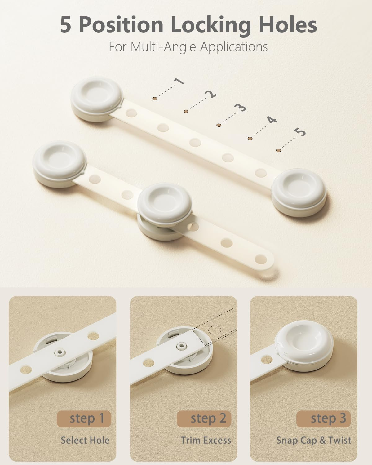 Child Safety Cabinet Locks 8 Pack Baby Proof Cabinet Lock Easy Install with 3M Adhesive No Screws Drilling, Multi-Purpose Latches for Drawers, Doors, Kitchen, Ovens, Toilets image number 3