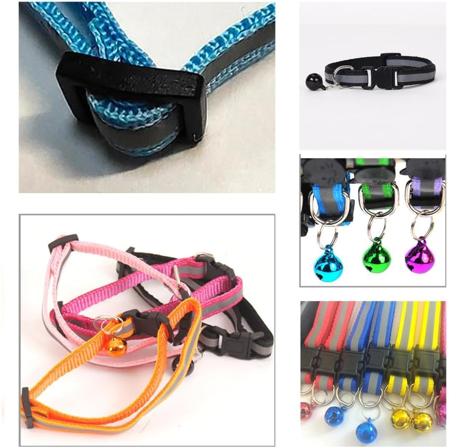 Cat Collars Breakaway with Bell, Wanfoou 12 Pack Reflective Cat Collar with Bell, Reflective Safety Buckle Kitten Collar, Ideal for Girl Cats Male Cats and Puppy Pet Supplies