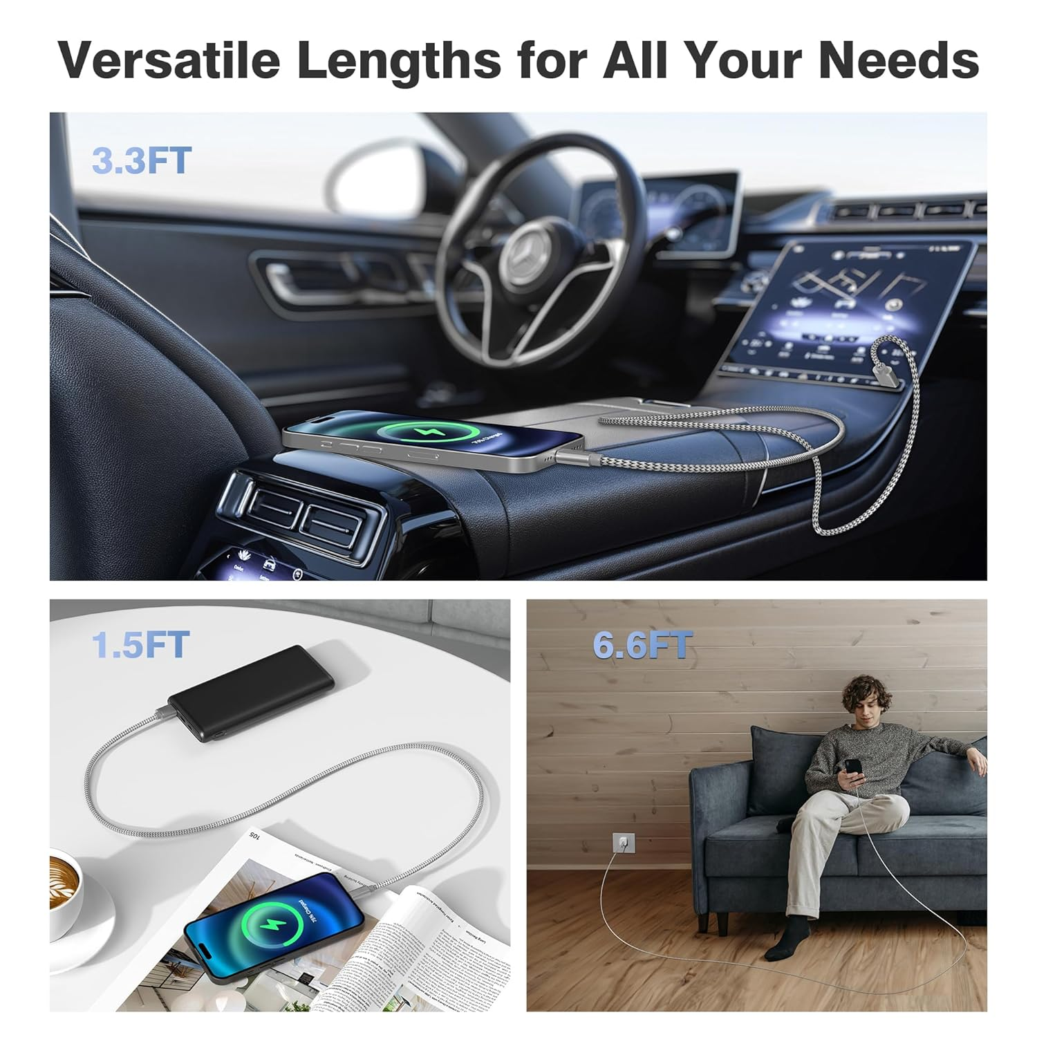 Elebase for Iphone 16 15 Pro Max Charger Cable 3Pack 0.5/1/2/M,USB to USB C Car Charging Cord for New Apple 16 15 Plus,Airpods 4 4Th Gen,Samsung Galaxy S25 S24 S23 Ultra Note 20,Tab A7,A54 A53 Type-C - Black image number 5