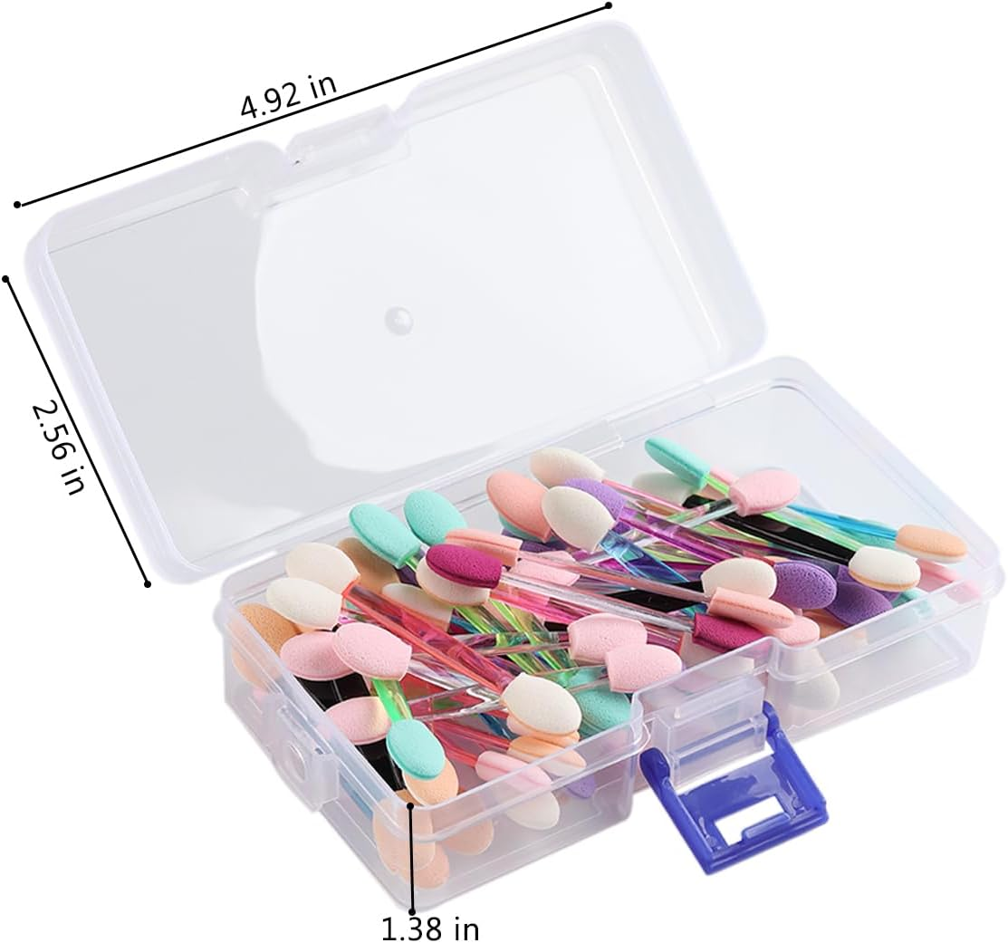 Fcozpjk 50PCS Chrome Nail Powder Applicator Brushes, Disposable Eyeshadow Applicator with Acrylic Storage Box, Nail Glitter Powder Pigment Pen Brush, Nail Art Applicator Tools - Black-100Pcs image number 5