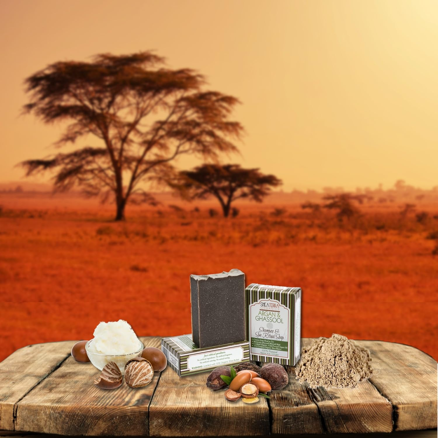 Shea Terra Organics - Shampoo & Spa Ritual Soap Argan & Gassool - 4 Oz.