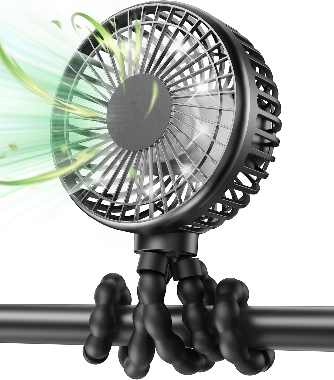 STORM HERO Pram Fan - Portable Stroller Fan for Baby, USB Rechargeable Personal Fan, Mini Handheld Fan, Desk Fan 4000Mah, Adjustable 3 Speeds for Travel, Car Seat, Bike, Camping, Office and Bedroom image number 2