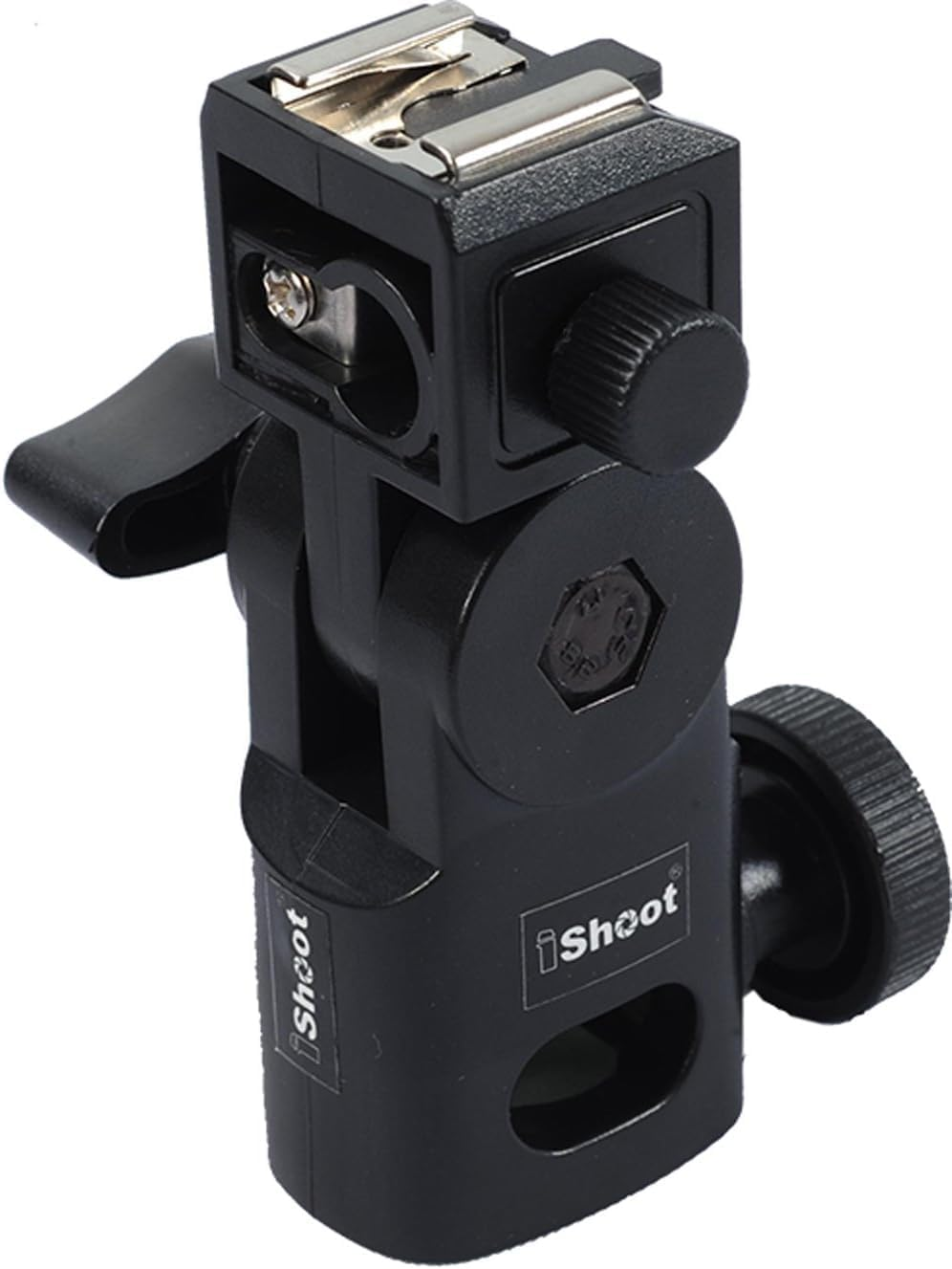 Ishoot Hot Shoe Mount Flash Bracket Photo Umbrella Holder Support Compatible with Canon Nikon Pentax Olympus Metz Speedlite Flash Studio Light Stand image number 1
