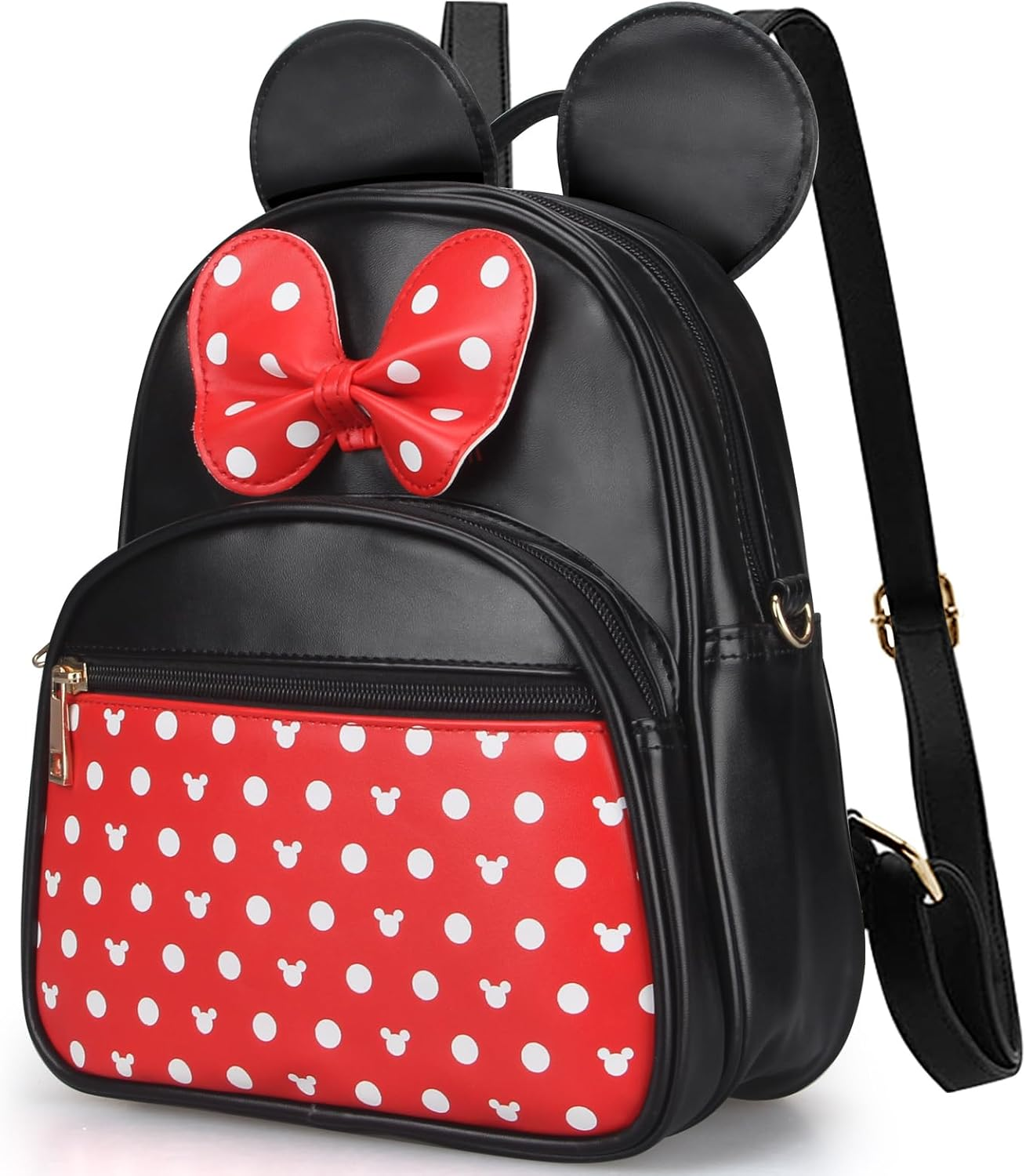 Disney Leather Backpack for Girl Bowknot Polka Dot Cute Minnie Mouse Backpacks for Toddler Little Girl Backpack Kids Backpack