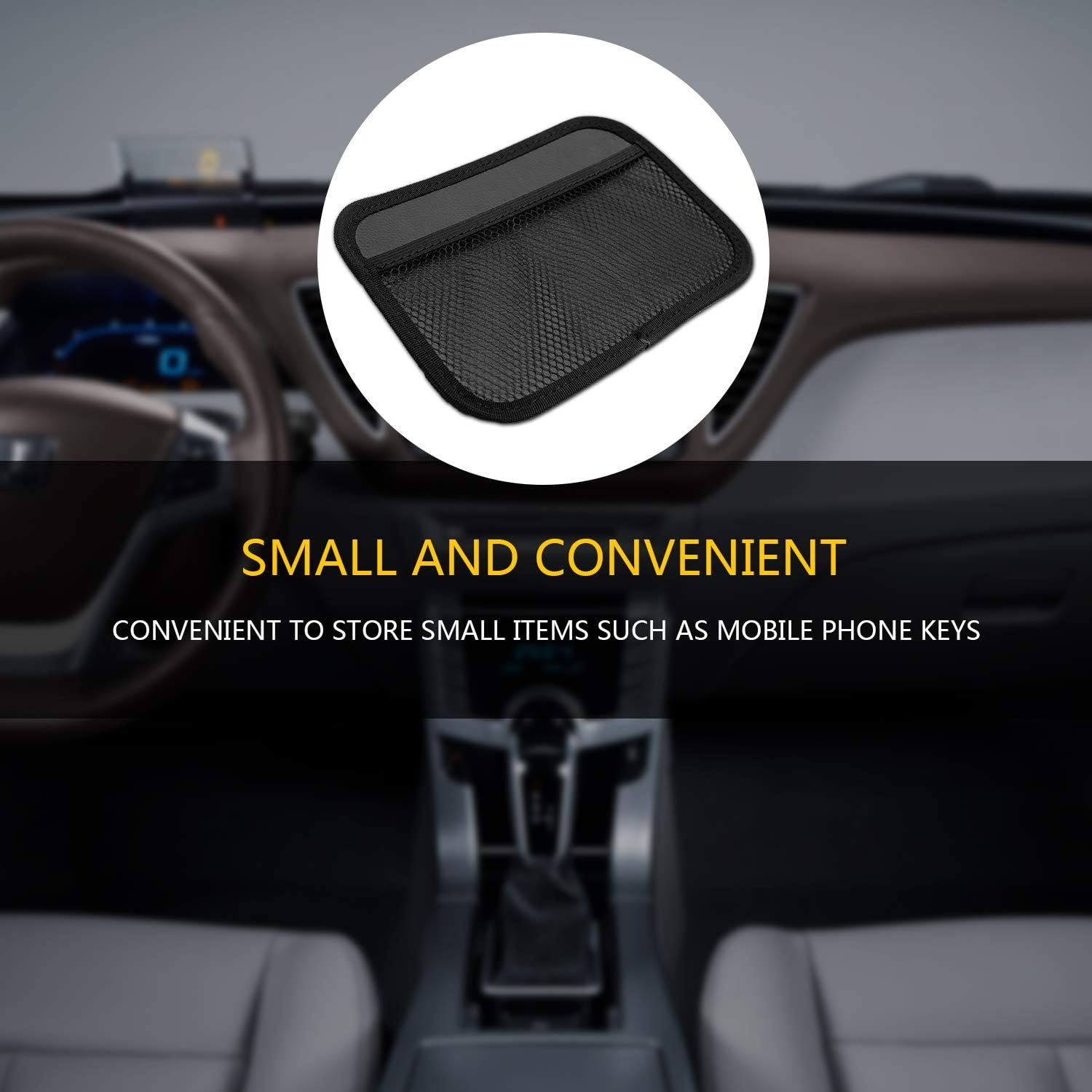 INNOLIFE Car Net Pocket Side Clutter Scattered Storage Phone Holder Strong Paste Organizer 8"X5.75"(3Pcs L, 1Pcs S) image number 4
