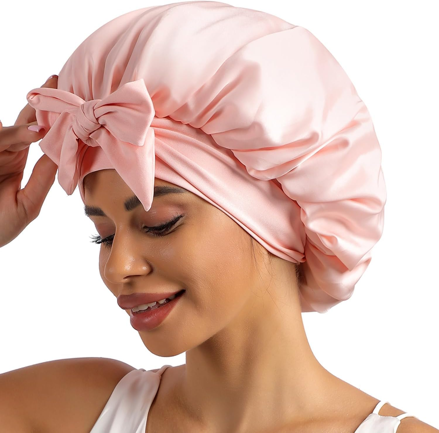 Sibeixiu Luxurious Non-Slip Satin Bonnet - Silky Soft, Breathable, Comfortable All Night, Secure Fit for Hair Care and Styling image number 1