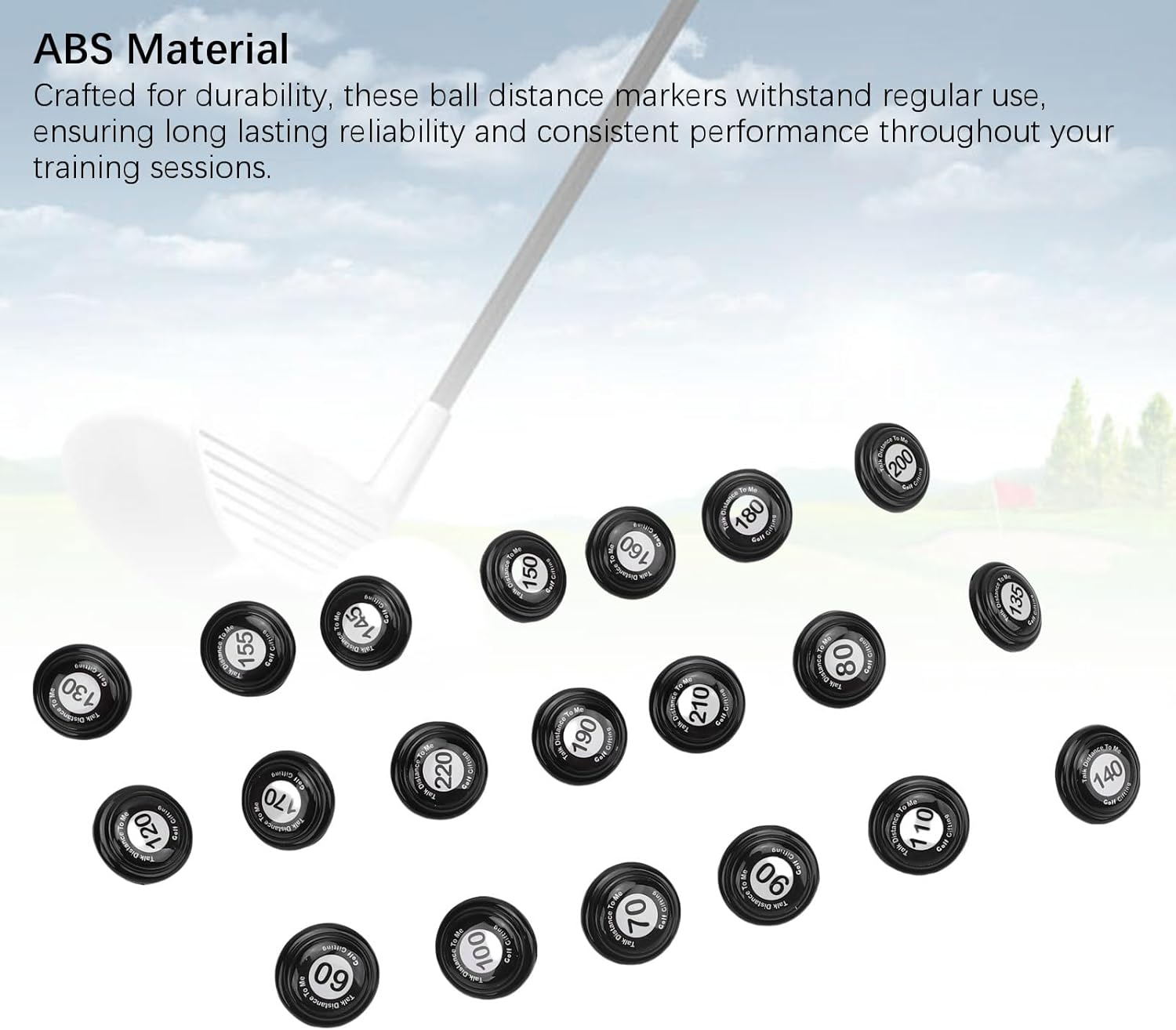 Club Distance Markers Ball Position Markers Club Yardage Sign ABS Durable Golf Accessories for Outdoor Sports Training 20Pcs