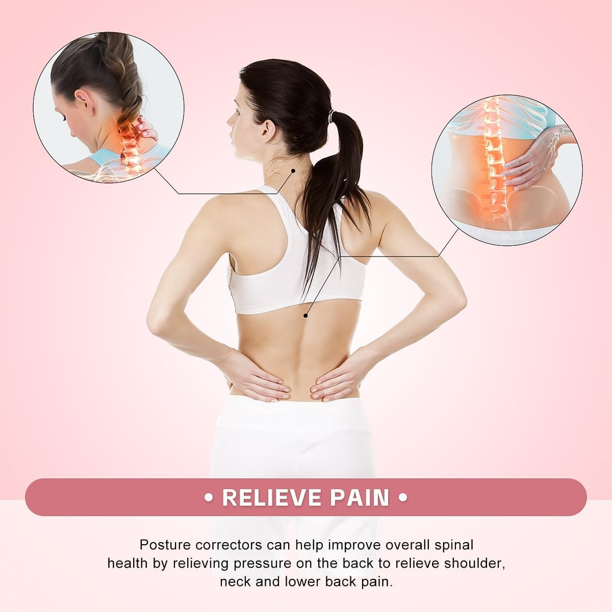 Posture Corrector, Back Brace Posture Corrector, Posture for Women, Adjustable Back Straightener, Breathable, Improve and Neck, Back, Shoulder Pain Relieve, M image number 3