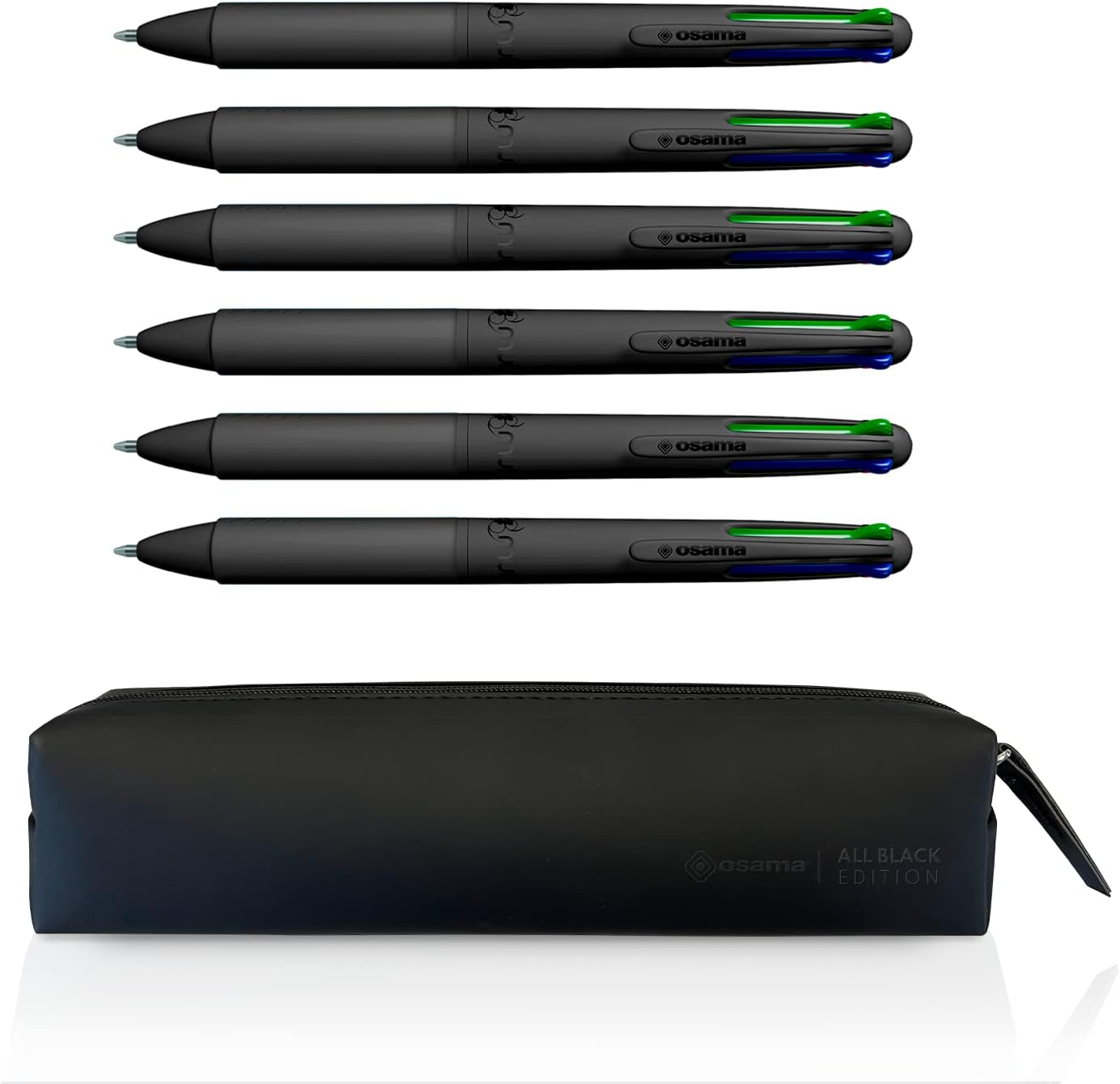 Osama 4 Multi - Set Retractable Ballpoint Pens 4 Colours 6 Pieces 4 Colour Ballpoint Pens 0.1Mm with Black, Blue, Red and Green Ink, Ideal for Writing and School Supplies, University, Office, Black image number 1