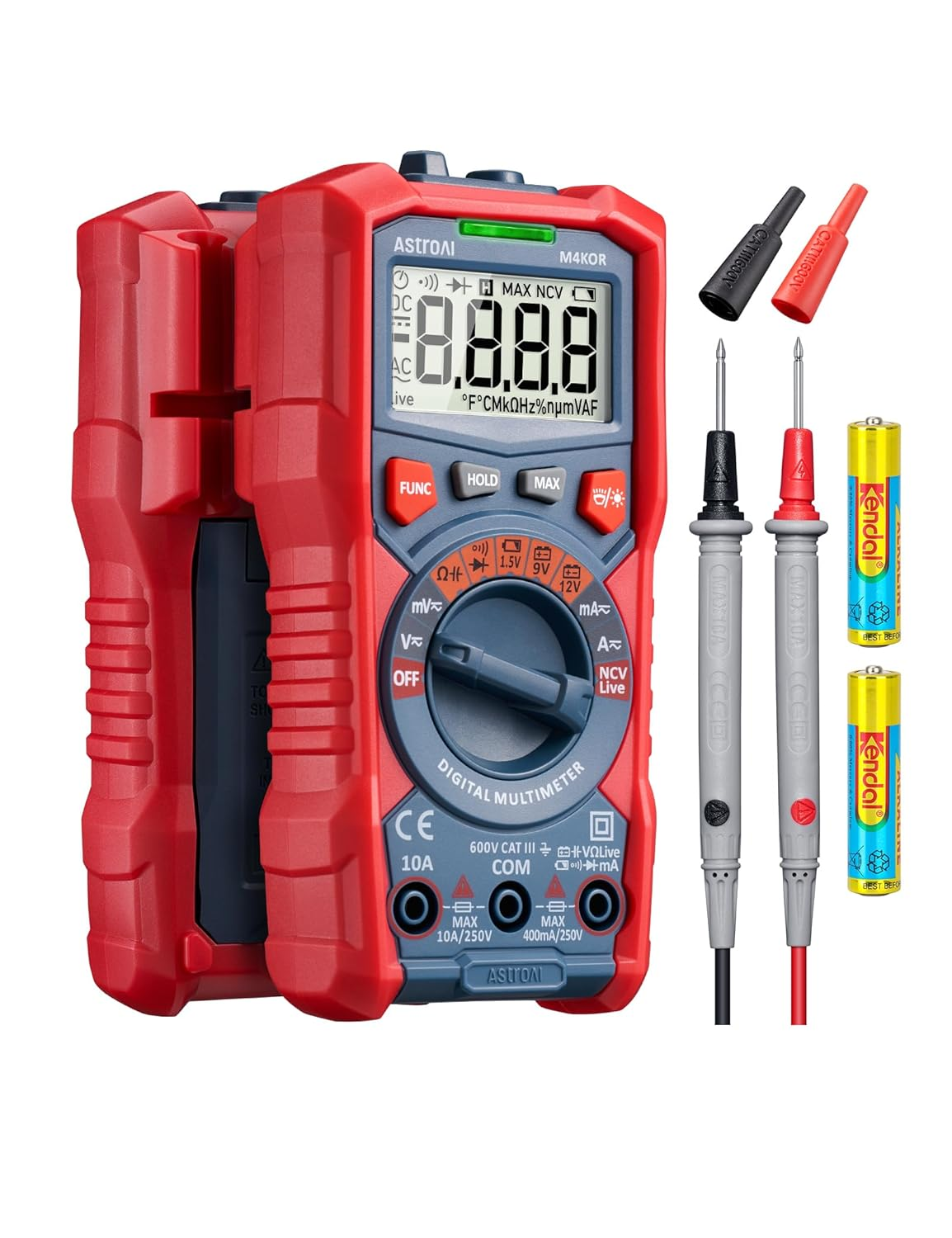 Astroai Multimeter Tester, TRMS 4000 Counts Volt Meter Auto-Ranging Ohmmeter Digital 1.5V/9V/12V Battery Voltage Tester Measure Voltage Current Resistance Diodes Continuity Capacitance with NCV image number 5