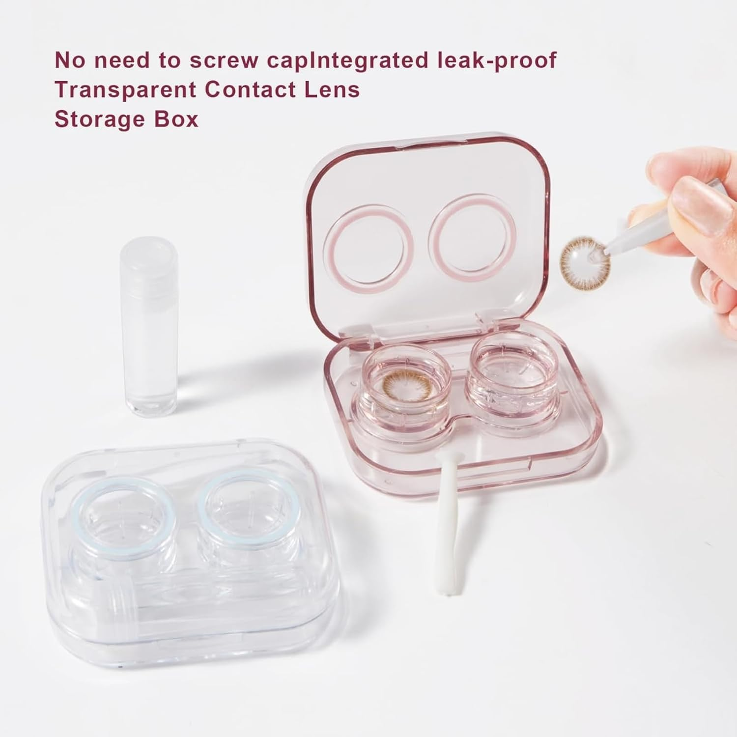 Itadaku 4-Piece Flip Lid Clear Contact Lens Case Travel Set, Leakproof, No Screw Lid, Visual Design, Travel-Friendly image number 5