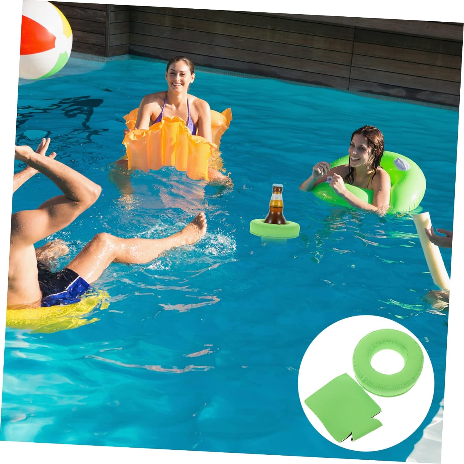Toyvian 4Sets Floating Drink Holder Pool Beer Holder for Summer Theme Party Inflatable Beverage Float for Water Pool image number 3