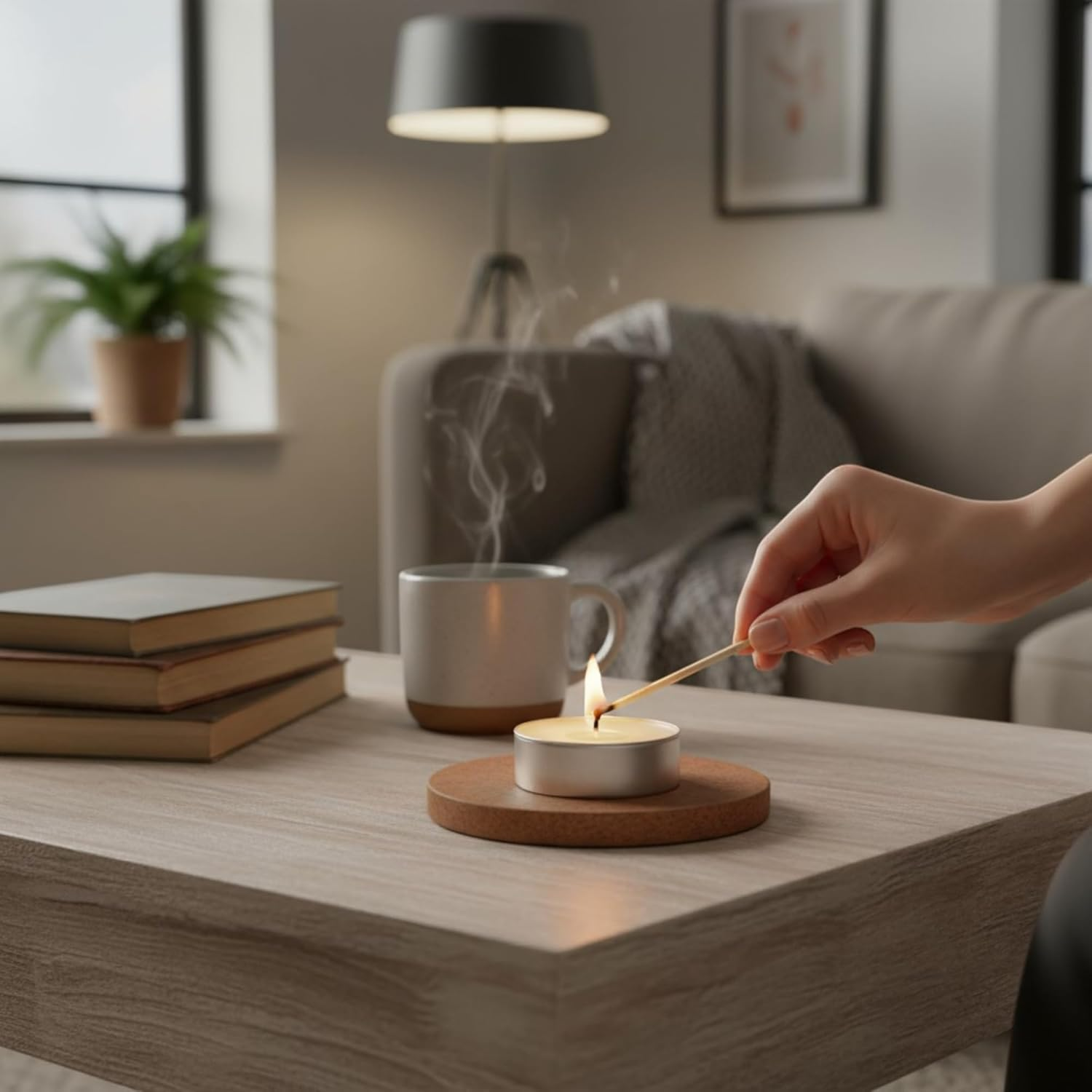 MIJOMA Coloured Tea Lights Pack of 30 - Set of 3 Packs - 4 Hours Burn Time Each - Decorative Candles in Kraft Box - Mood Light for Home & Events (Sand) image number 3