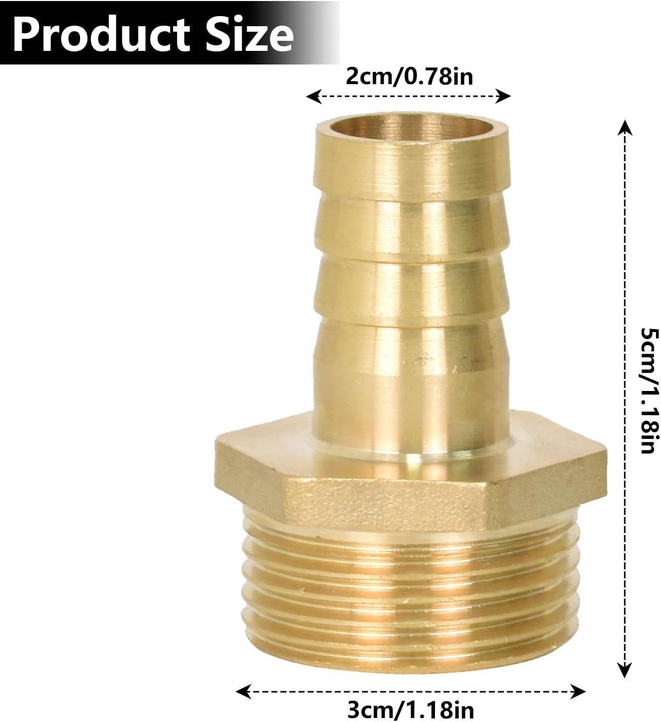 Hose Barb Connector, 1 Inch Male Threaded Tap Connector for Hose Pipe, 19Mm Barbed X G1 Brass Hose Fitting, Connector for Hose Water Pipe Gas Pipe image number 2