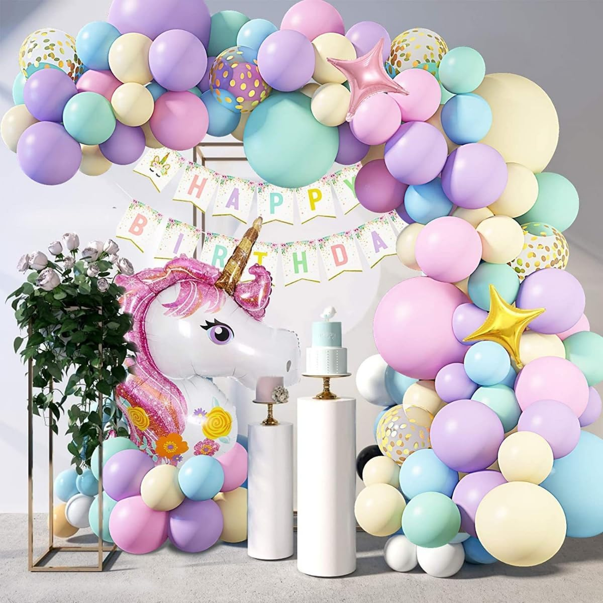 Costume Bay Balloon Garland Kit - Green Metallic Gold White Latex Balloons Party Supplies for Baby Shower Happy Birthday Party Decorations Wedding Anniversary (Happy Birthday - Black, ONE) - 76Pcs - Anna image number 6