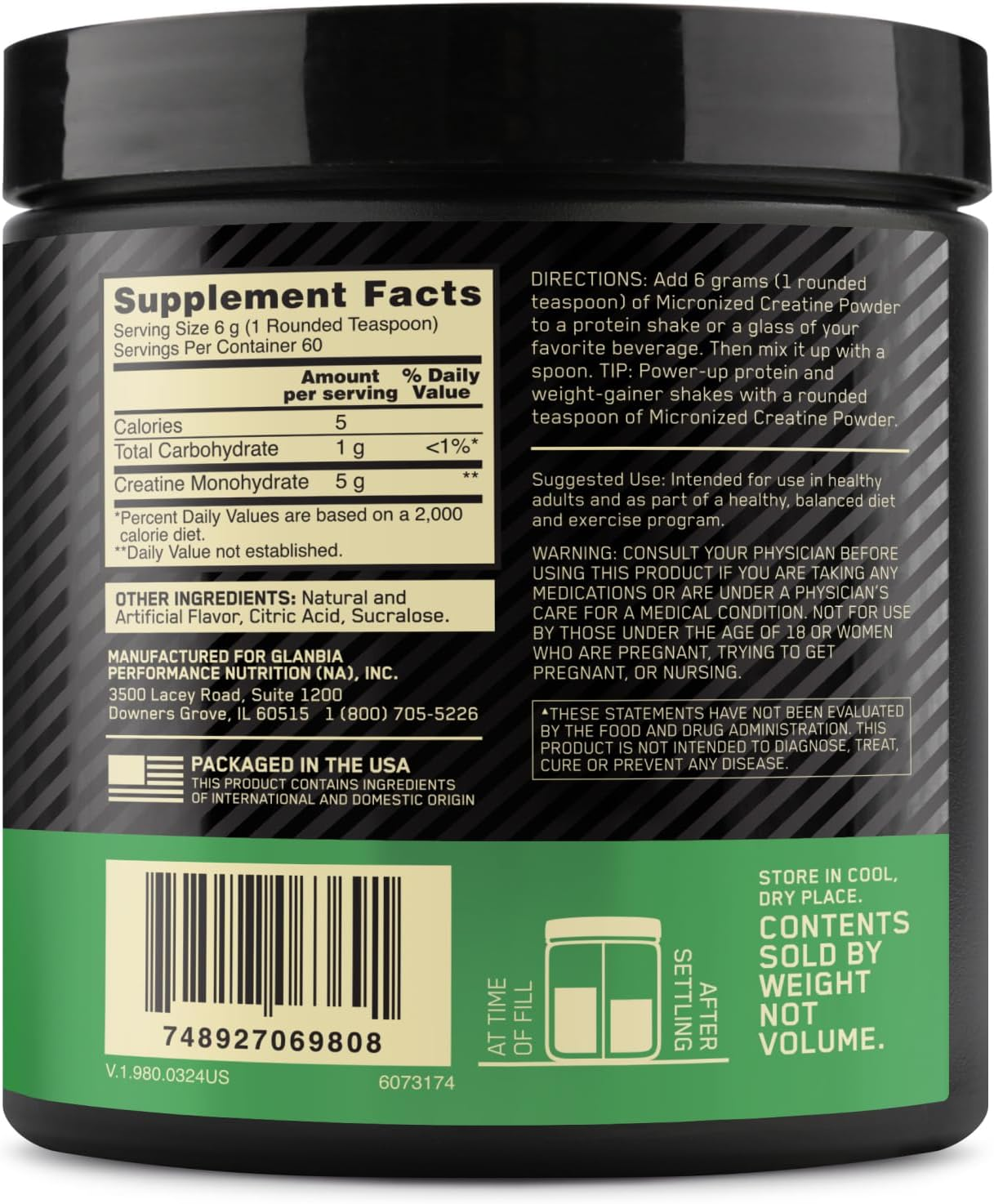 Optimum Nutrition Micronised Creatine Blueberry Lemonade Powder 360 G image number 6