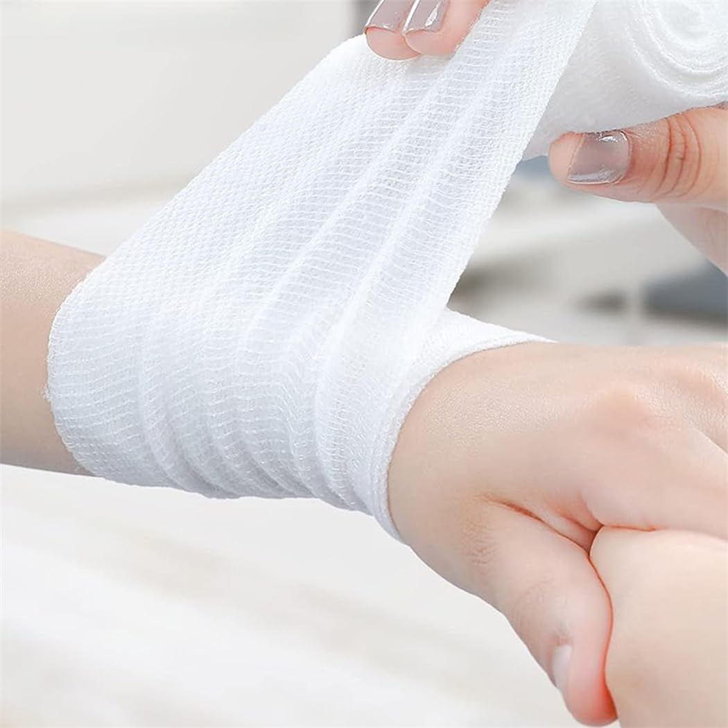 10 Roll Gauze Bandage Rolls Elastic Stretch Gauze Rolls Medical Gauze Stretch Roll Tape Self-Adherent Tape Pressure Wrap Bandage Rolls First Aid Tape Conforming Stretch Gauze Bandage Rolls,7.5Cmx4.5M image number 3