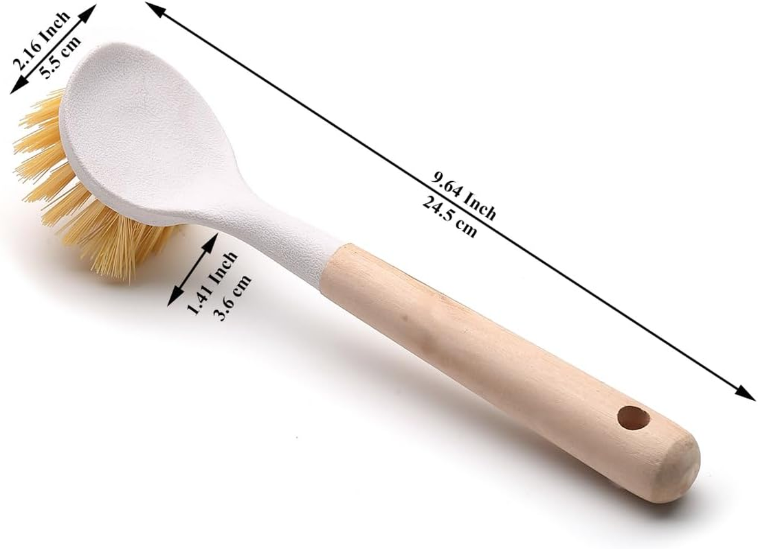 Berglander Dish Brush with Handle, Dish Scrub Brush, Kitchen Brushes for Dishes, with Wooden Handle, Suitable for Cleaning Kitchen Dishes. image number 4