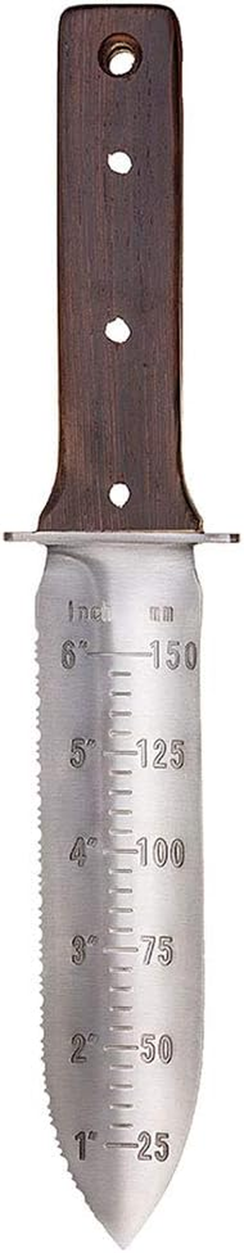 CIELCERA Hori Hori Garden Knife (Right Serrated Blade) with Sharp Rod, Ideal - Digging in the Garden and Landscaping Weeding Instrument image number 6