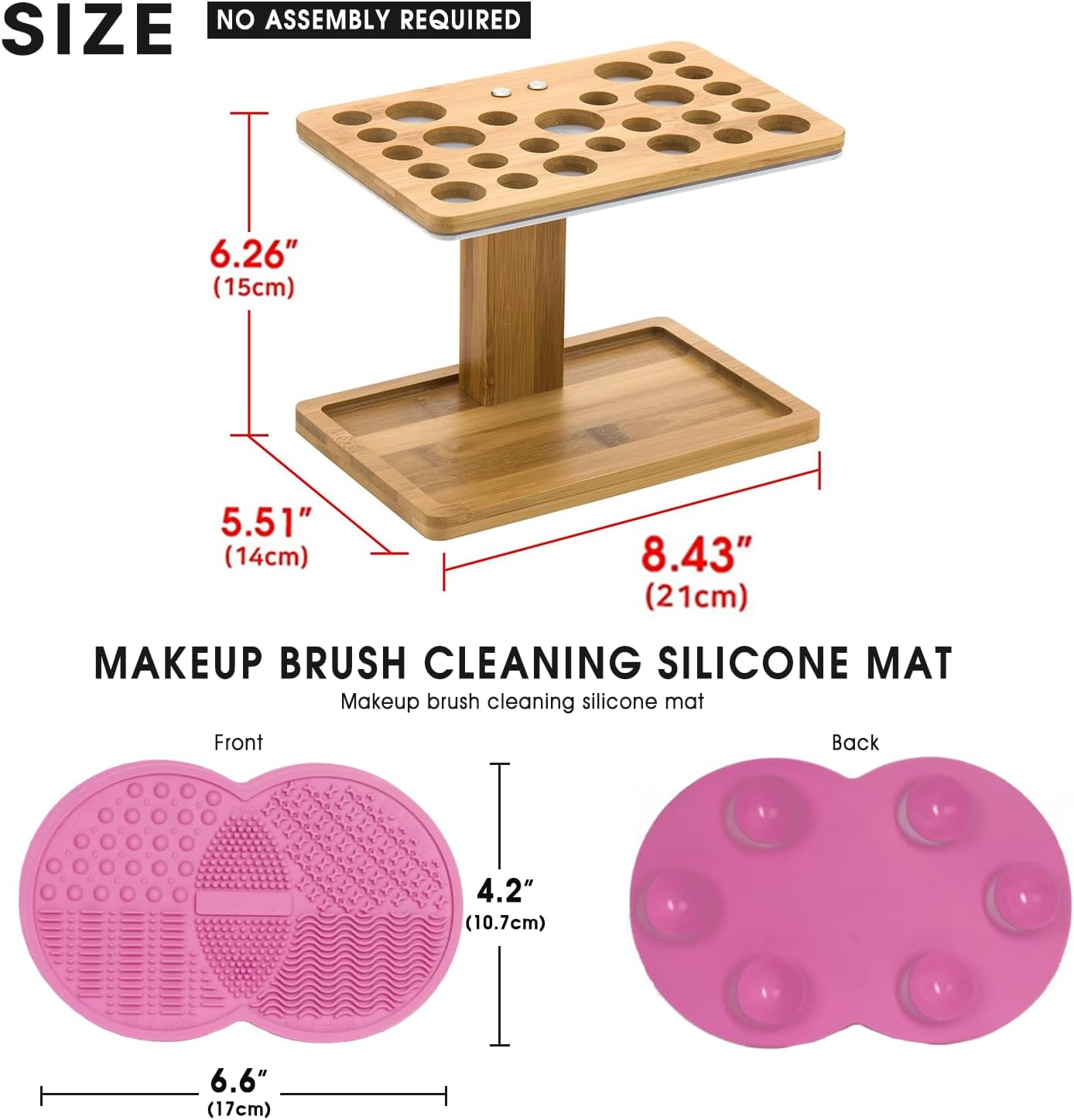 Jackcubedesign Bamboo Brush Makeup Cosmetic Air Drying Rack Tower Acrylic Folding Brushes Dryer Holder Display Organizer Tower Stand Support Tray(26 Holes 7.87 X 5.12 X 6.3 Inches) ? :MK288B image number 3
