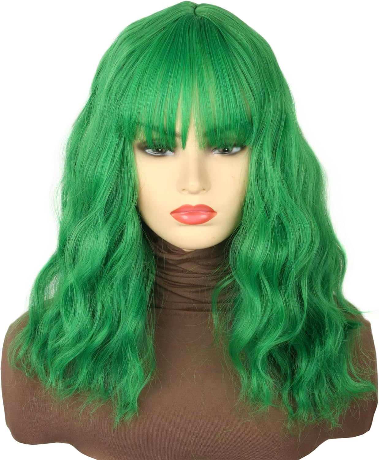 Topcosplay Women'S Wig Half Black and Half Grey Long Wavy Curls Natural Wig for Costume Party Halloween Carnival (Vanilla Green)