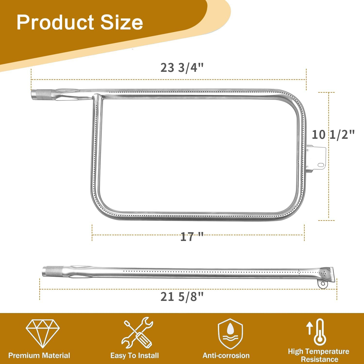 Derurizy 65032 Grill Burner Tube for Weber Q300 Q320 Q3000 Q3200 404341 57060001 586002 Gas Grills, Replacement Parts for Weber Q3 Series Replaces 60036, 80385, Stainless Steel image number 5
