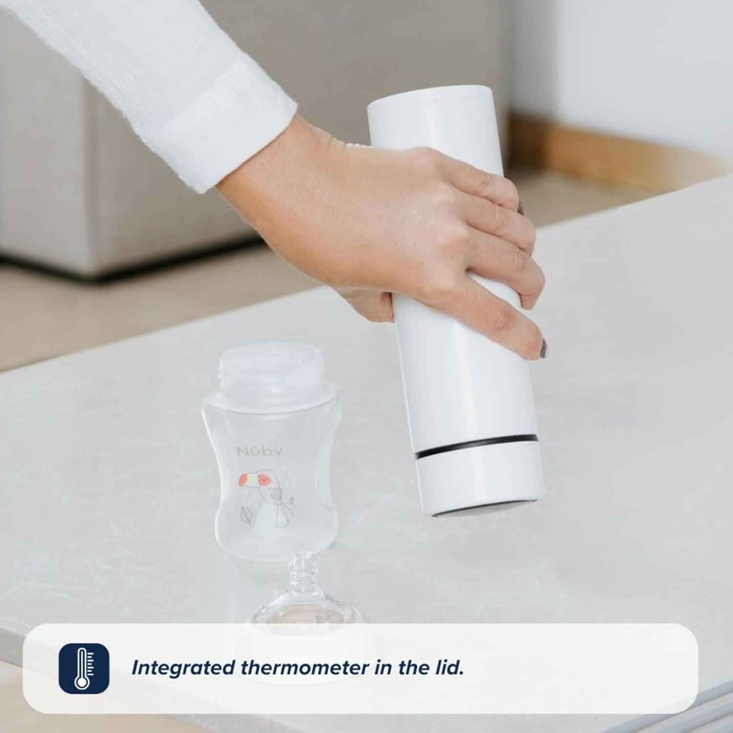 Nuby Rapidcool Portable Baby Bottle Cooler Twin Pack - Prepare Formula in 2 Minutes - Travel Formula Kit with Digital Thermometer Lids, Flask & Dispensers - for Newborns & Infants image number 1