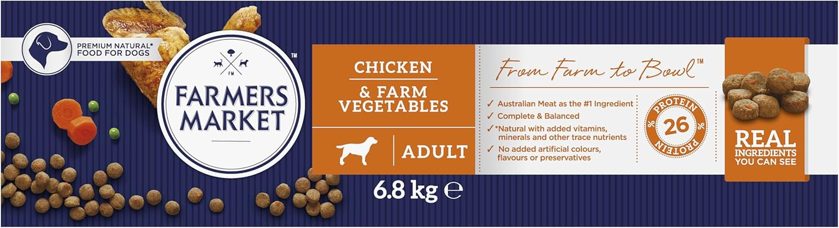 Farmer'S Market Dry Chicken with Farm Vegetables Adult and Senior Dog Food 6.8 Kg image number 4