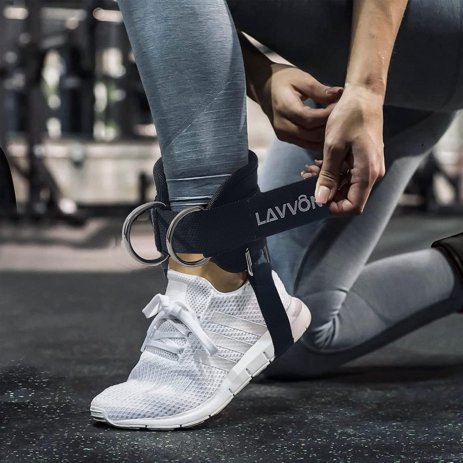 LAVVON Ankle Straps for Cable Machines Kickbacks - Adjustable Comfort Ankle Cable Attachments for Gym Ankle Cuff Cable Machine Glute Kickback Straps - Leg Extensions, Curls & Ankle Cuffs Women - Mint image number 2