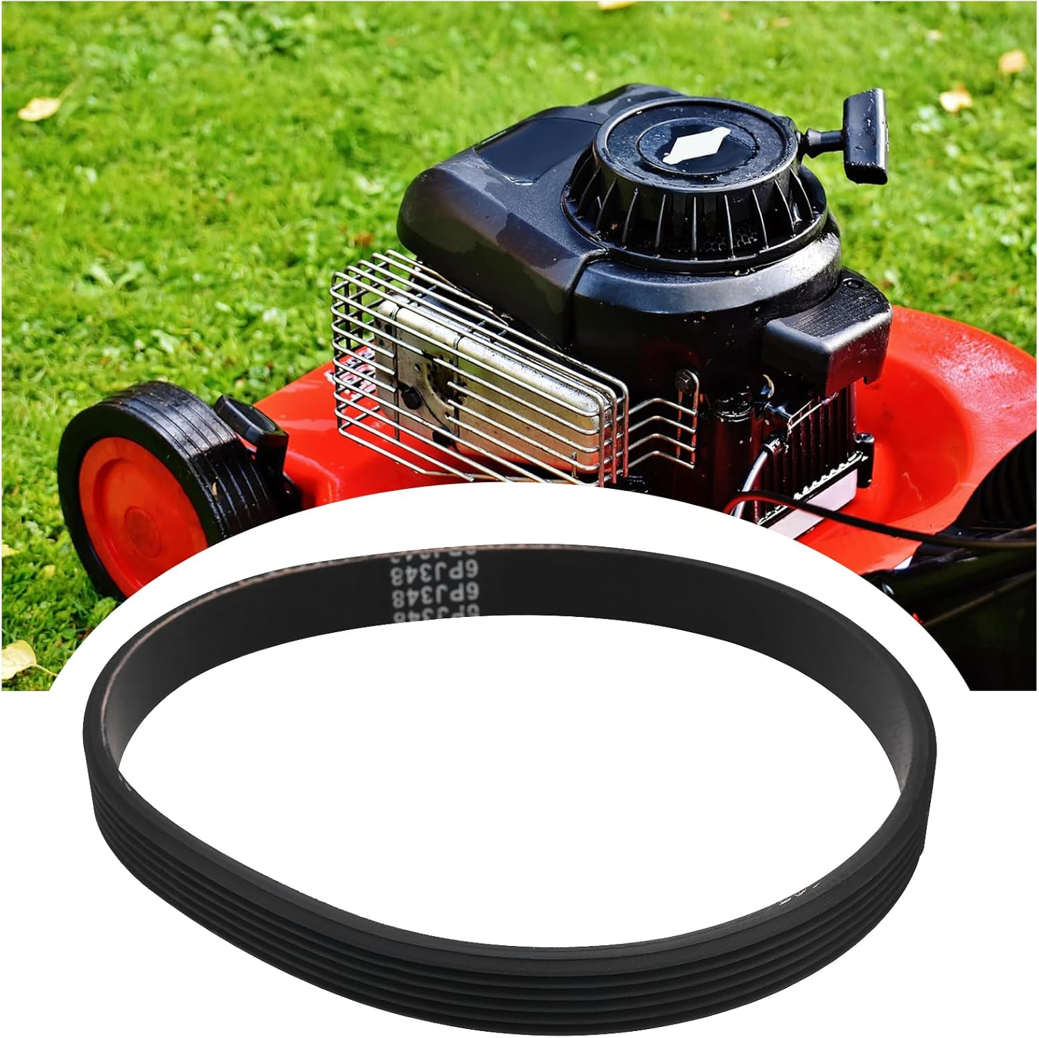 Emagtech 1Pc 6PJ348 Lawn Mower Rubber Drive Belt Electric Planer Synchronous Belt Circumference 348Mm Width 14Mm Suitable for Most Lawn Mowers image number 2