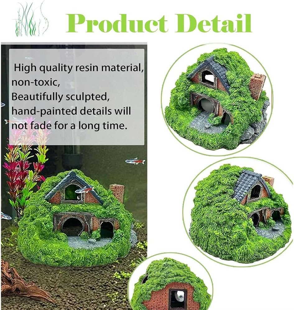 Set of 3 Aquarium Decoration Hobbit House,Resin Fish Cave Hideouts for Aquarium Decoration Aquarium,Aquarium Hiding Turtle House for Reptile Turtle Frog,Unique Aquarium Accessories image number 4