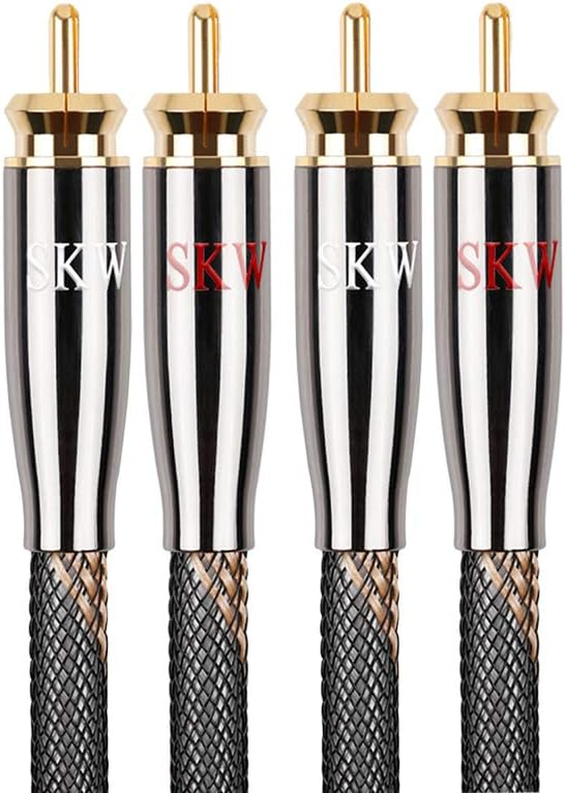 SKW Audiophiles Digital Stereo Audio Cable Coaxial Cable 2RCA Male to 2RCA Male Stereo Audio Y Cable Hifi System Subwoofer Converter Adapter DJ Equipment TV Amplifier Speaker Home Theater - 1.6Ft