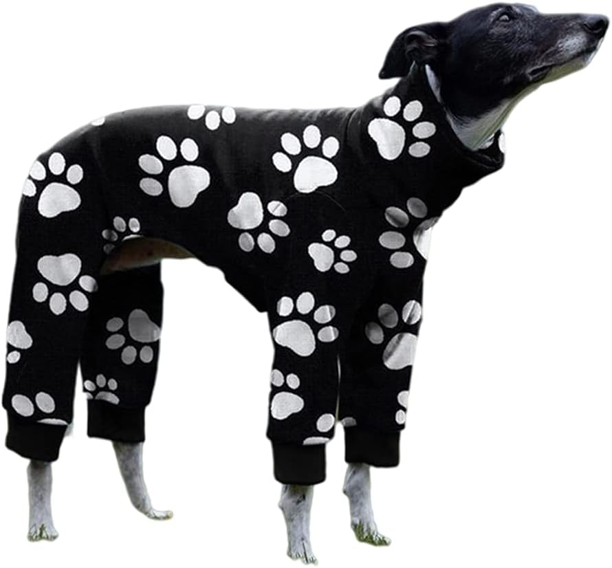 Cnkwei Dog Pajamas Medium Large Dog Paw Printed Greyhound Pajamas Jumpsuit Bodysuit