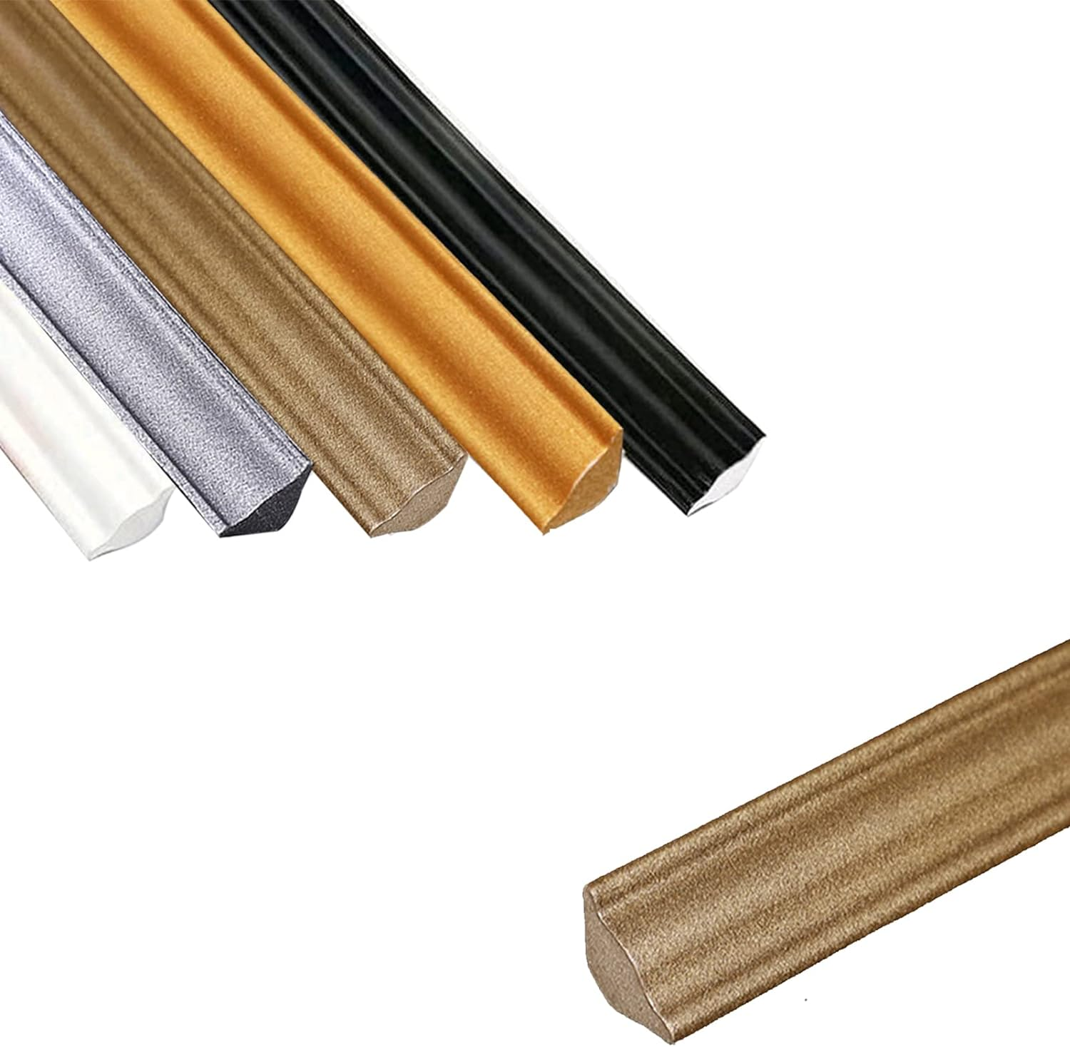 Flexible Molding Trim, TPE Self Adhesive Quarter round Molding Strip, Wall Corner Decoration Tile Trim for Bedroom Kitchen Renovation (White, 5M 12X9Mm)