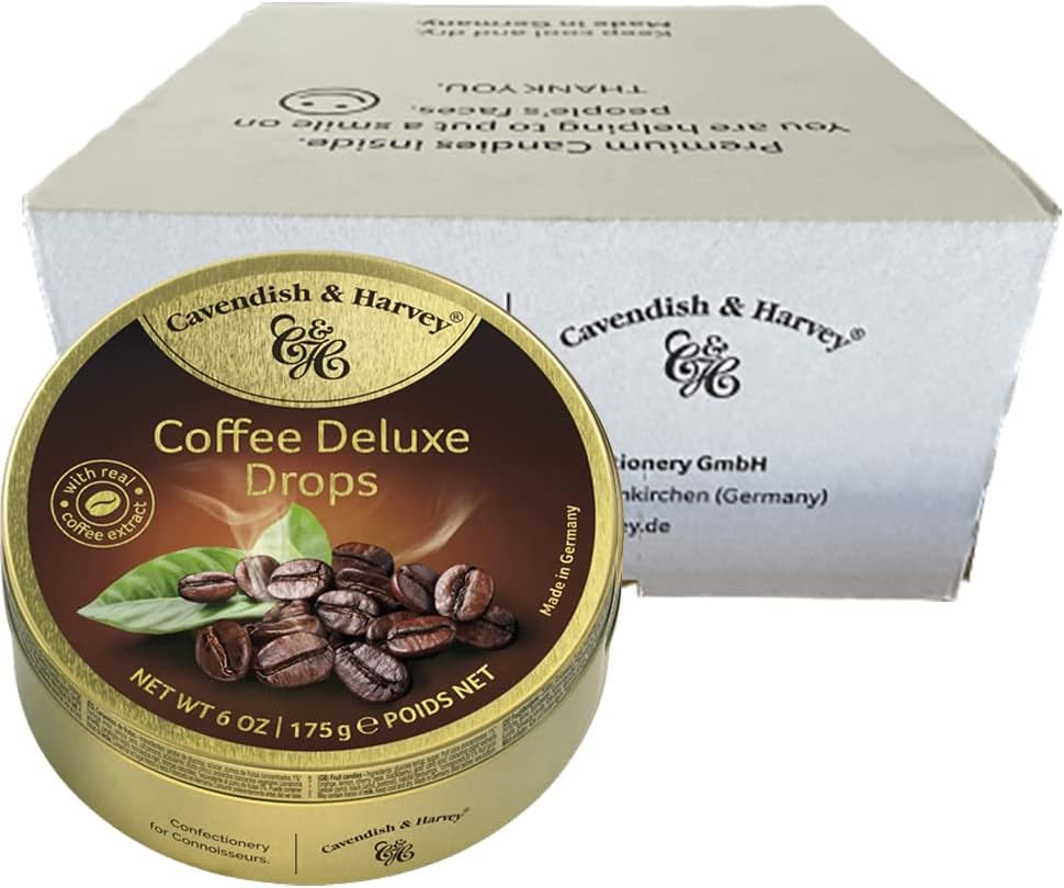 Cavendish and Harvey Deluxe Coffee Drops 175G Tin Sweets Candy Lollies X 10